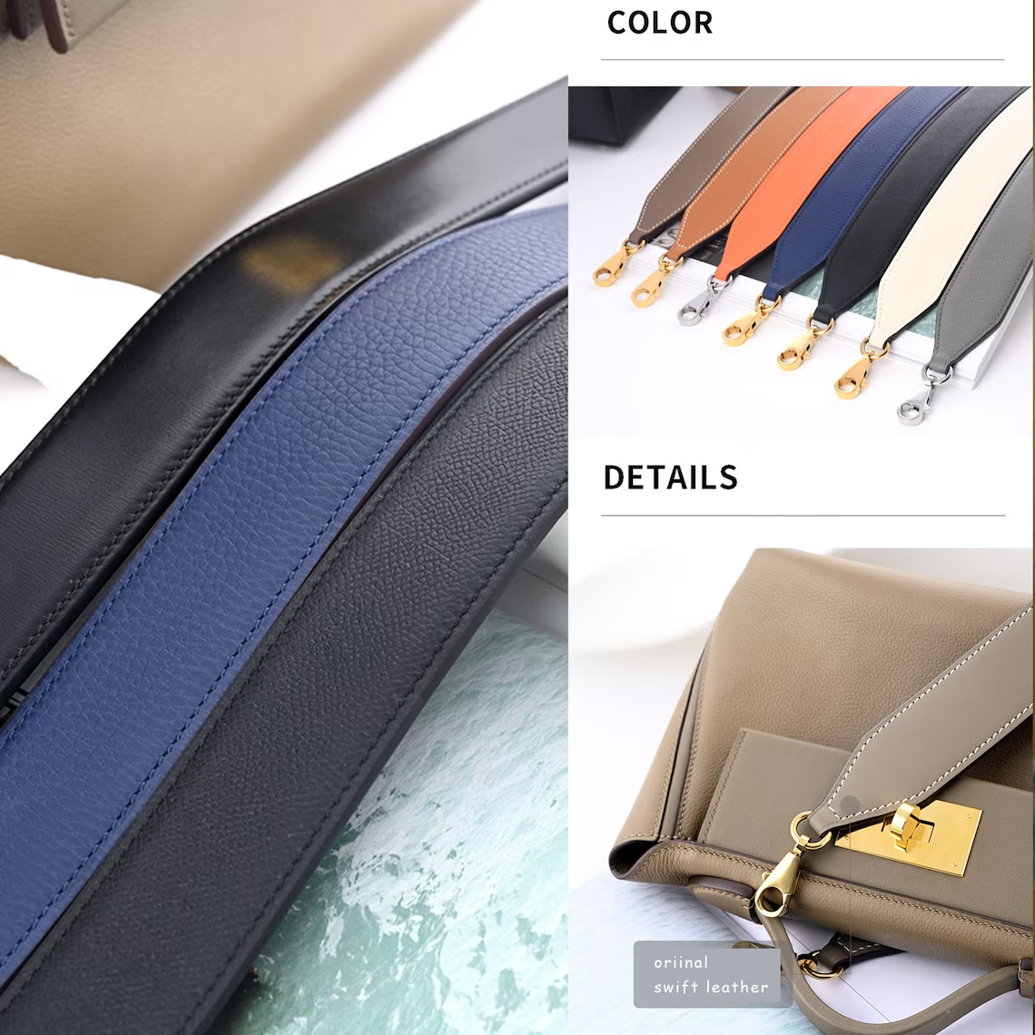 4cm witdh shoulder strap for 24/24 ,Kelly bag,Bolide bag Leather shoulder bag strap,crossbody leather strap for Brand bag