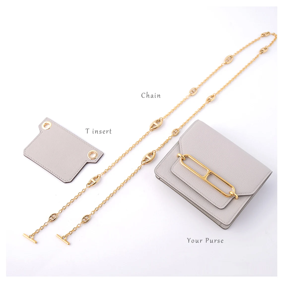 New design T insert and Chain strap for the Roulis Slim,crossbody purse strap for the Roulis slim bag