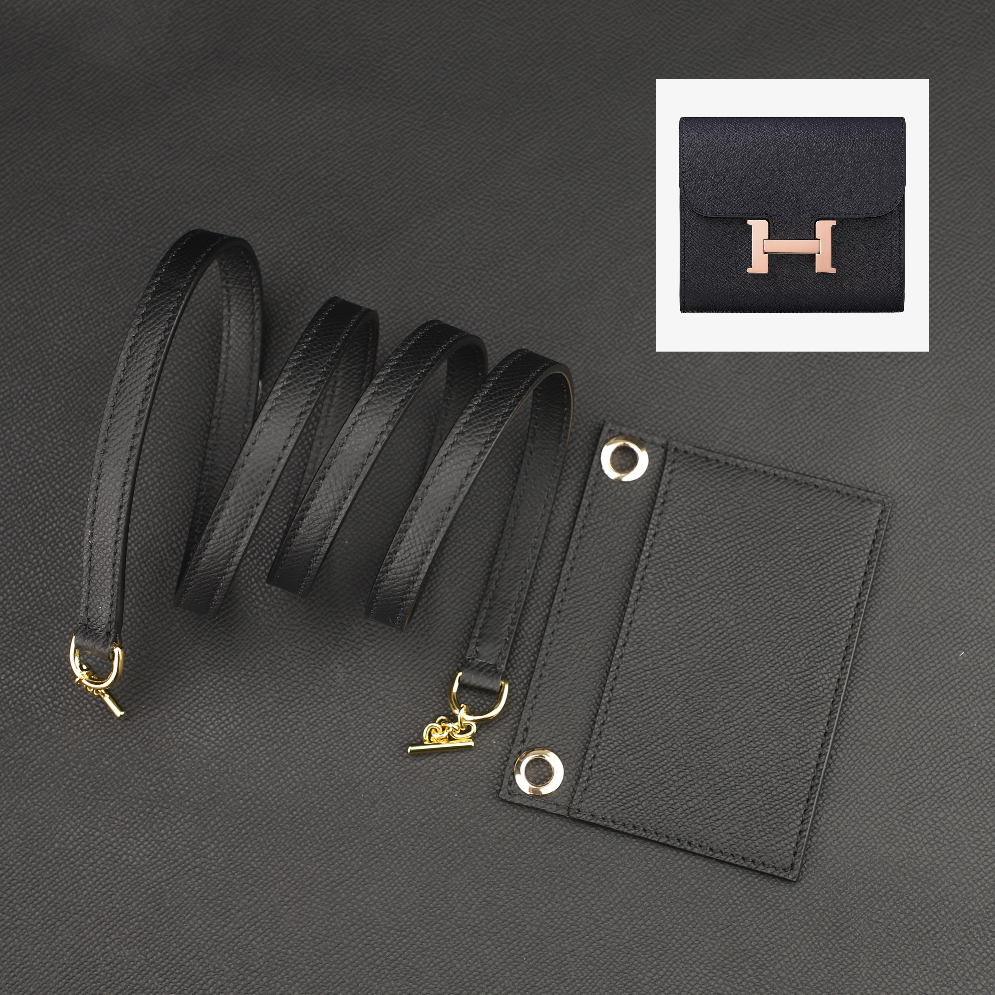 Design Insert Card And Strap For Constance compact Wallet,The Epsom Leather shoulder strap for Constance compact Wallet
