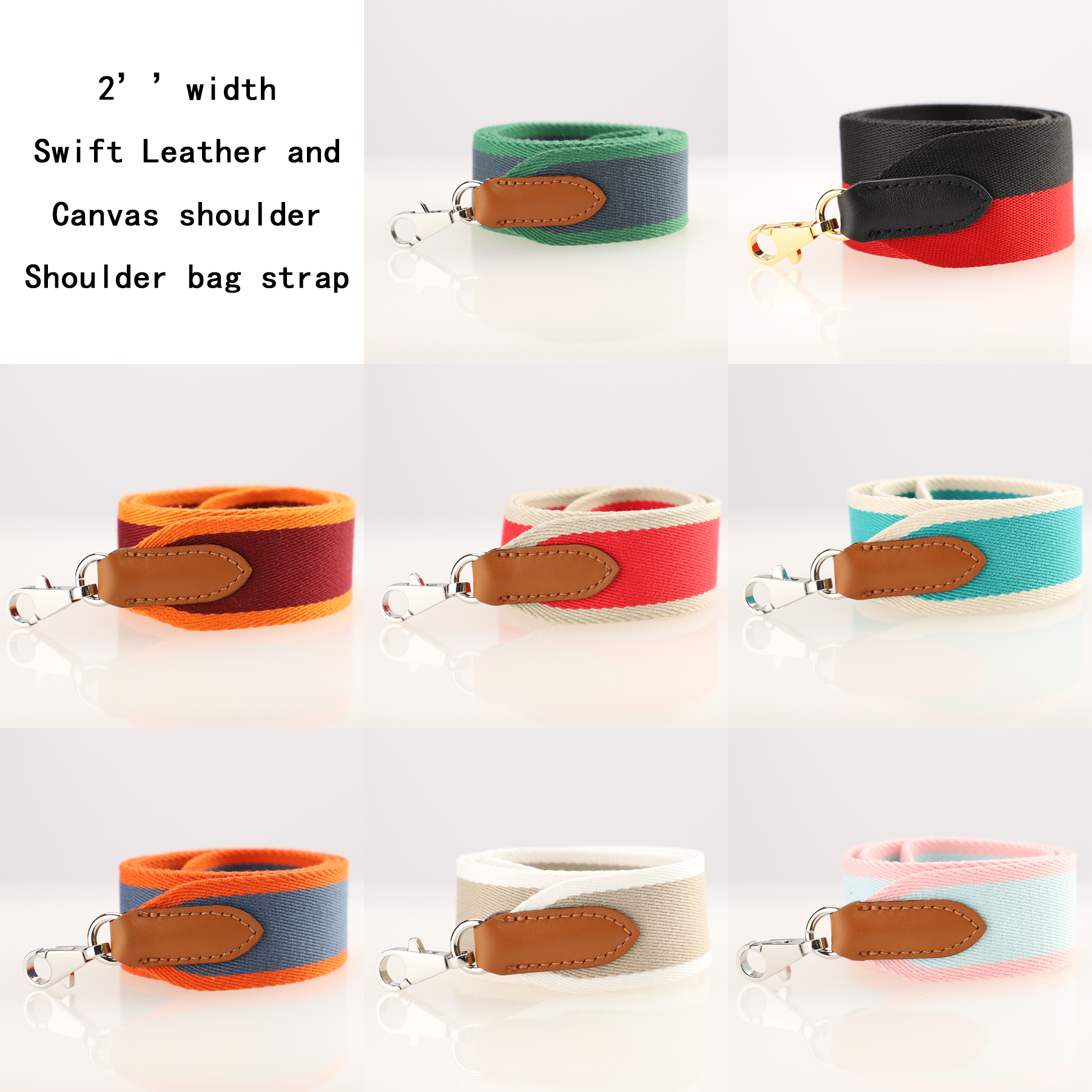 Handamde The 2" wide Canvas and Swift leather shoulder strap for brand bag,guitar strap,crossbody strap