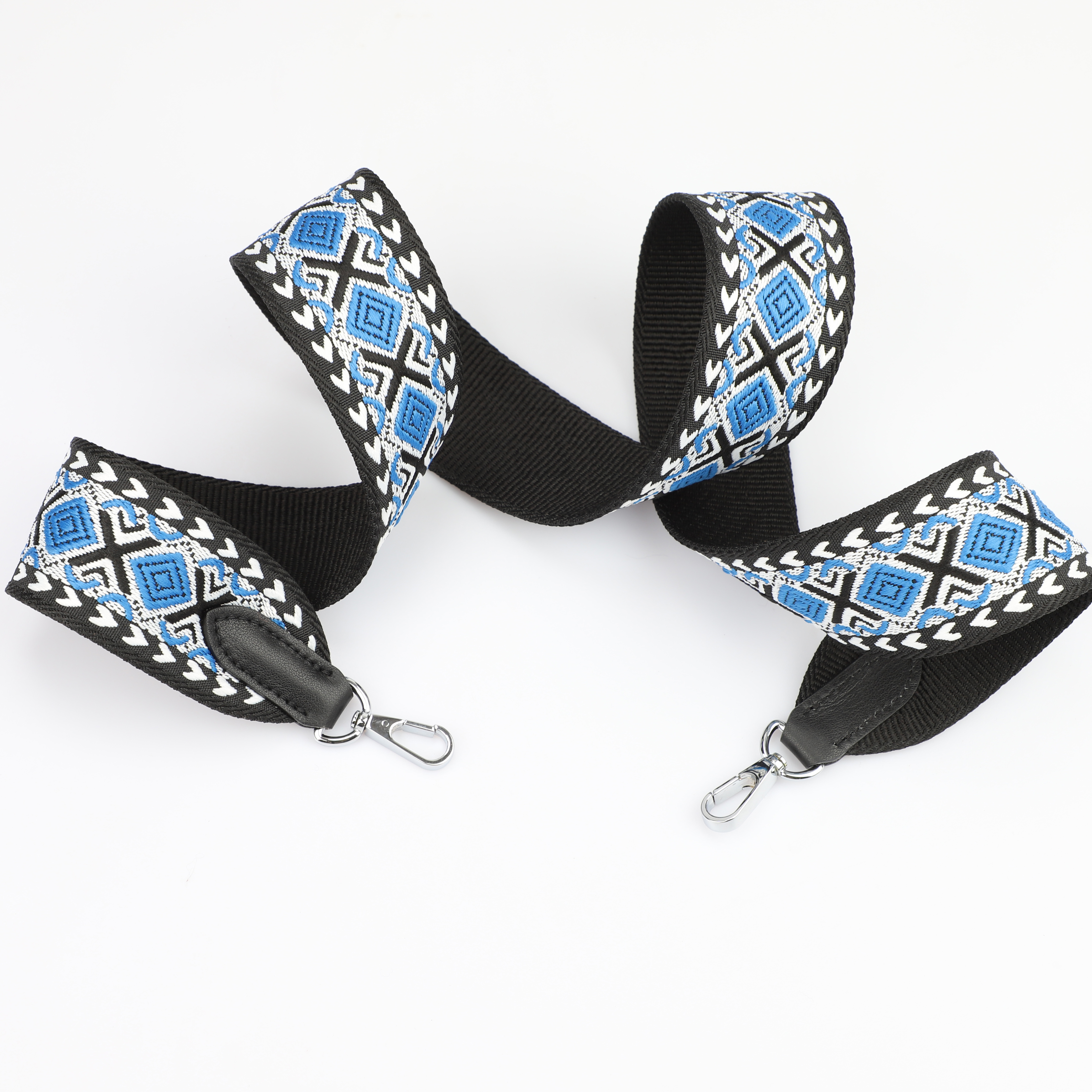 2 "Wide Blue, White and Black jacquard webbing shoulder strap