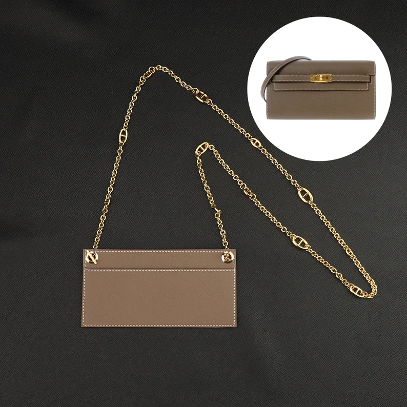 Customized The Epsom Leather insert with chain strap for Long Kelly Wallet and Constance long wallet transformation shoulder strap