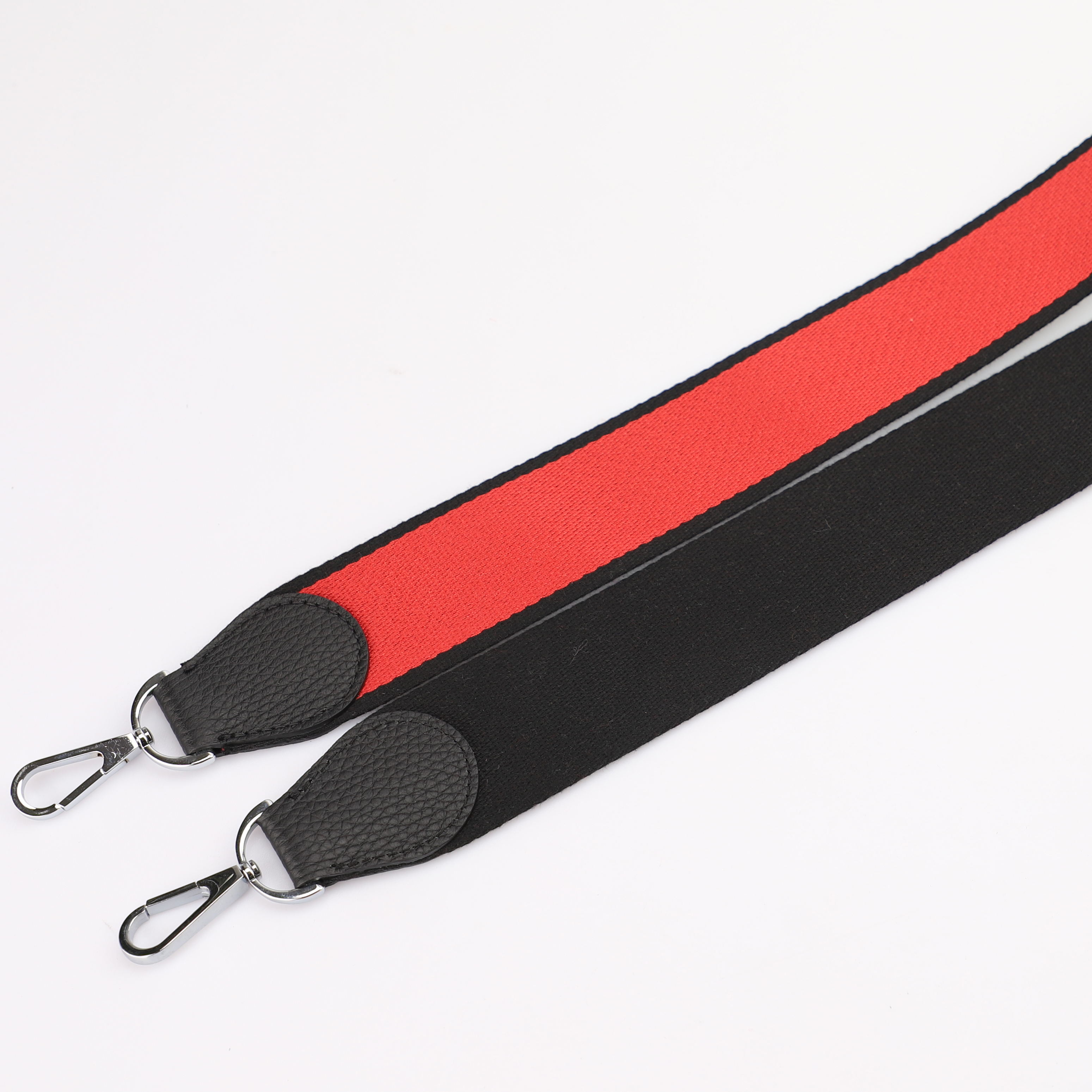 Handamde The 2" wide Black/Rouge Piment canvas and togo leather shoulder strap for brand bag,guita strap,crossbody strap