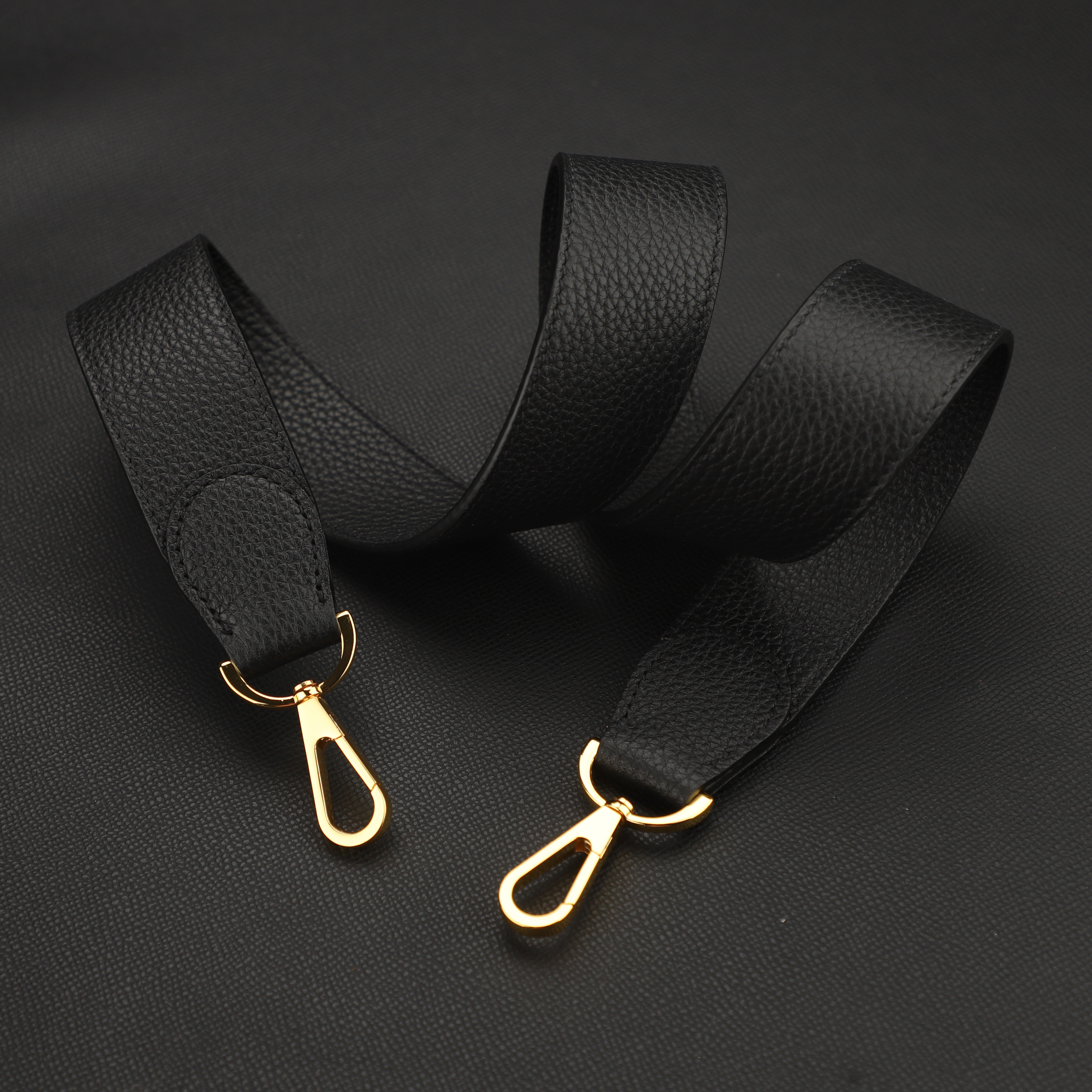 The Original Togo leather Black Extended single shoulder strap For Kelly Roulis bag,crossbody strap,Guitar strap