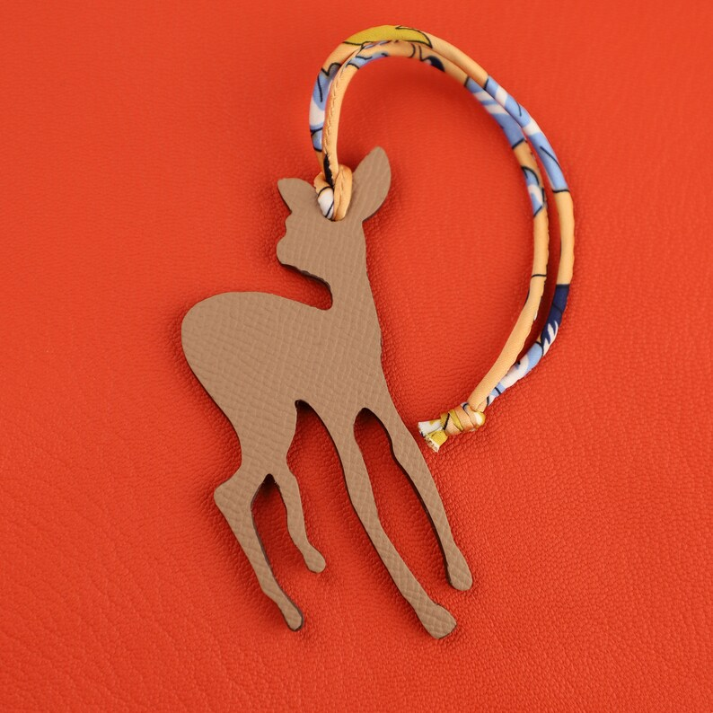 Epsom Leather and togo leather Fawn Bag Charm Key Holder,bag charm