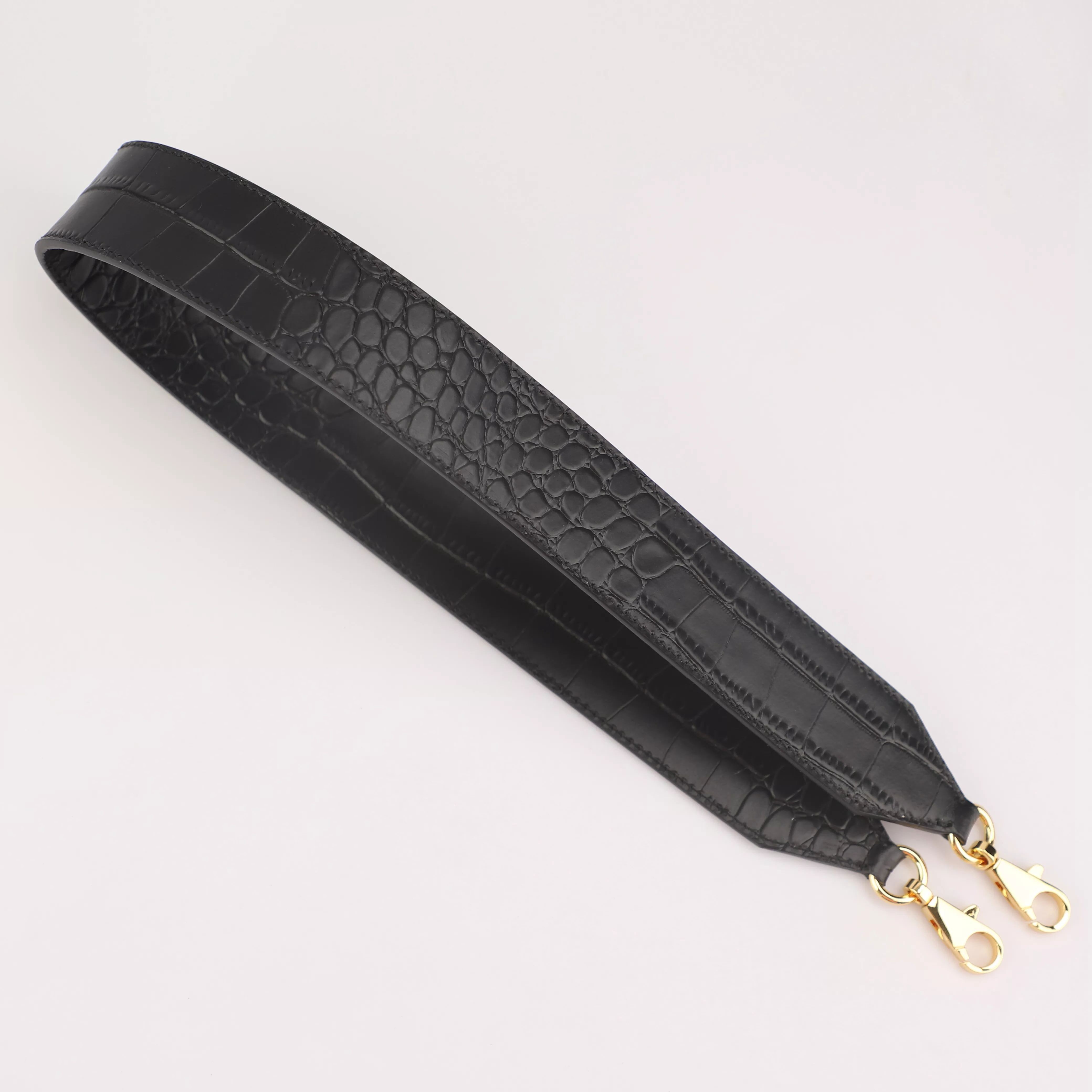 40mm Width Black Crocodile embossing Leather Kelly Bag Shoulder Strap,Crossbody Strap For Kelly Bag,Shoulder Strap For Bolide Bag