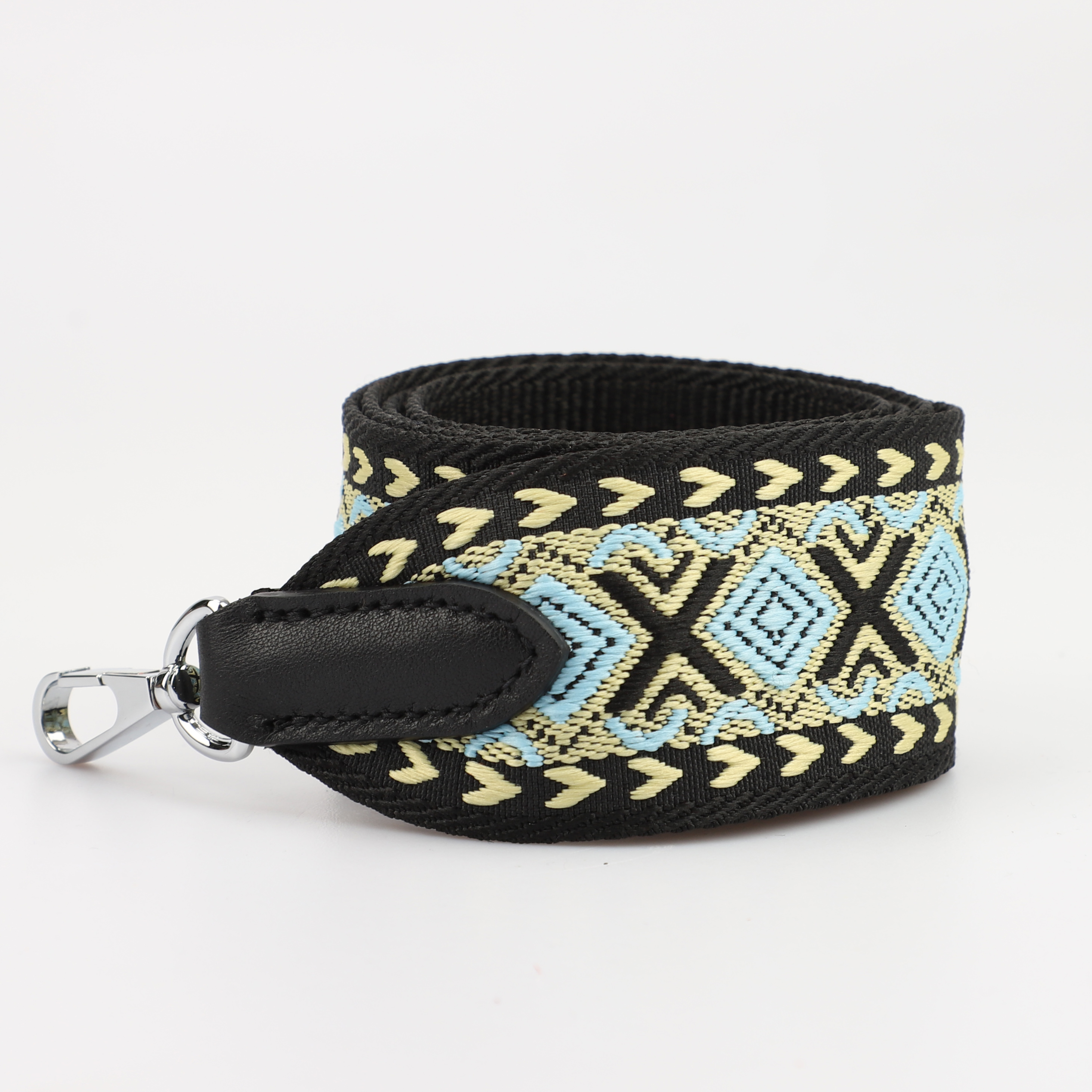 2‘’ Wide green-yellow with jacquard webbing shoulder bag strap