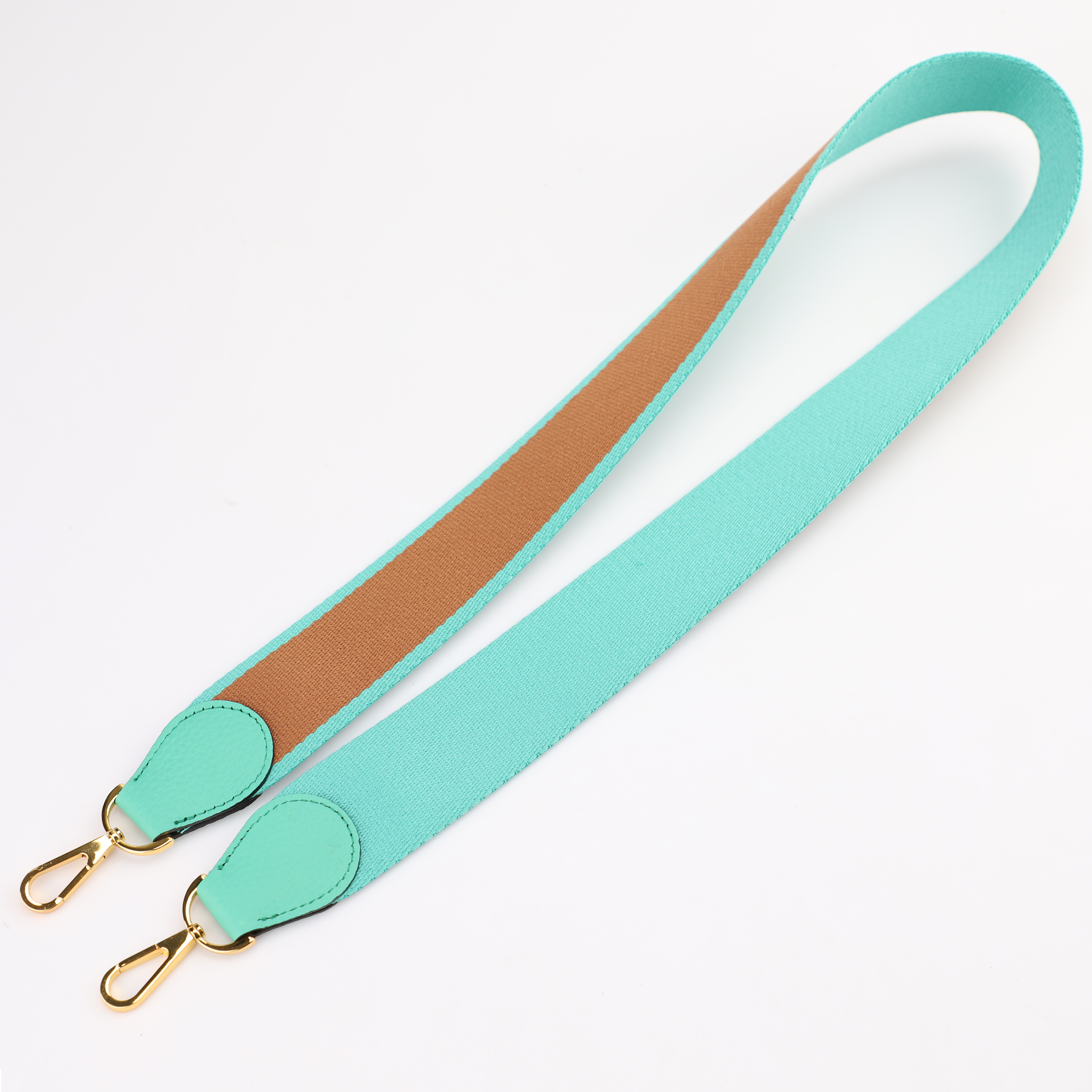 Handamde The 2" wide Gold/Lagon canvas and togo leather shoulder strap for brand bag,guita strap,crossbody strap