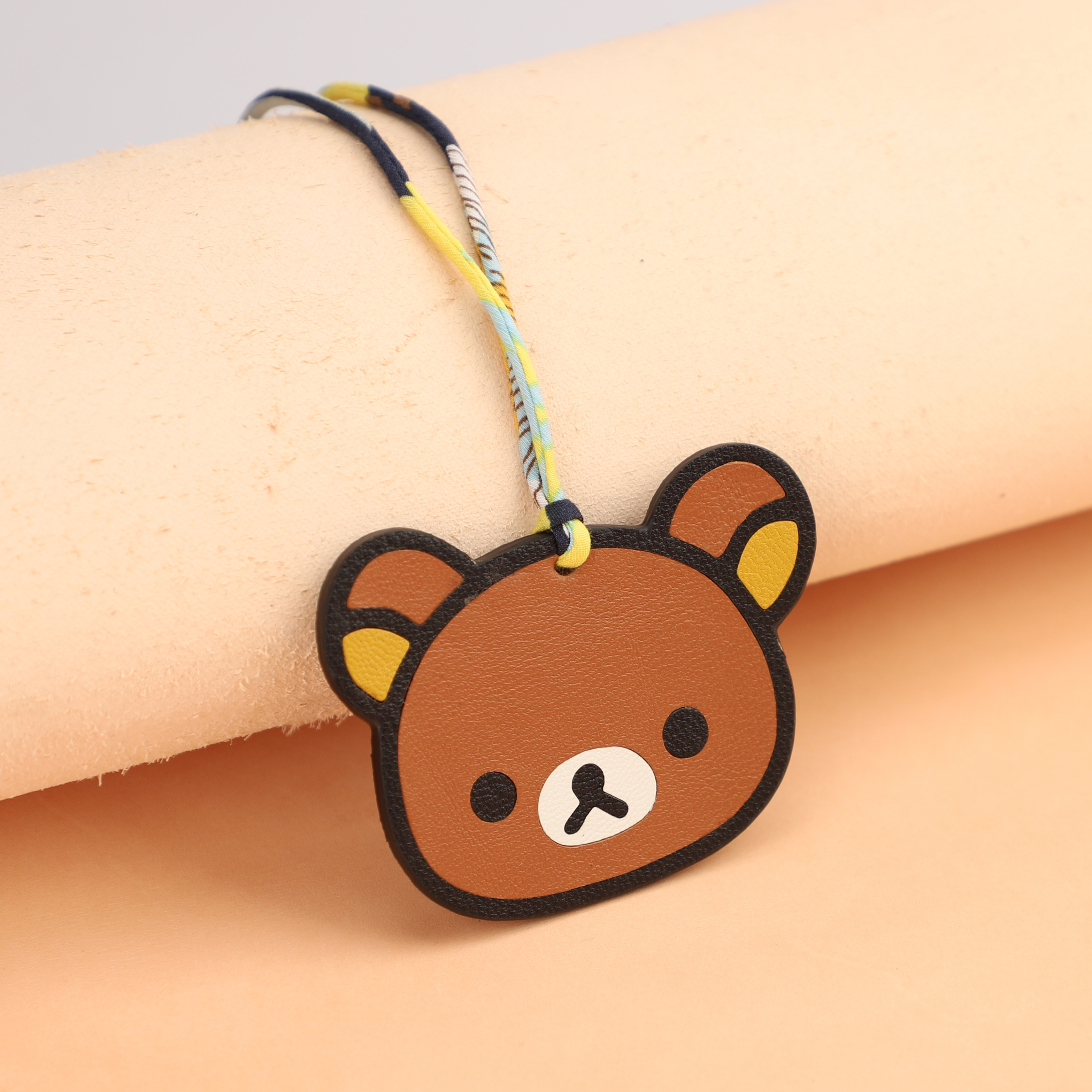 Handmade Chevre Gyzore Goatskin Bear Head Bag Charm,Bear Head charm