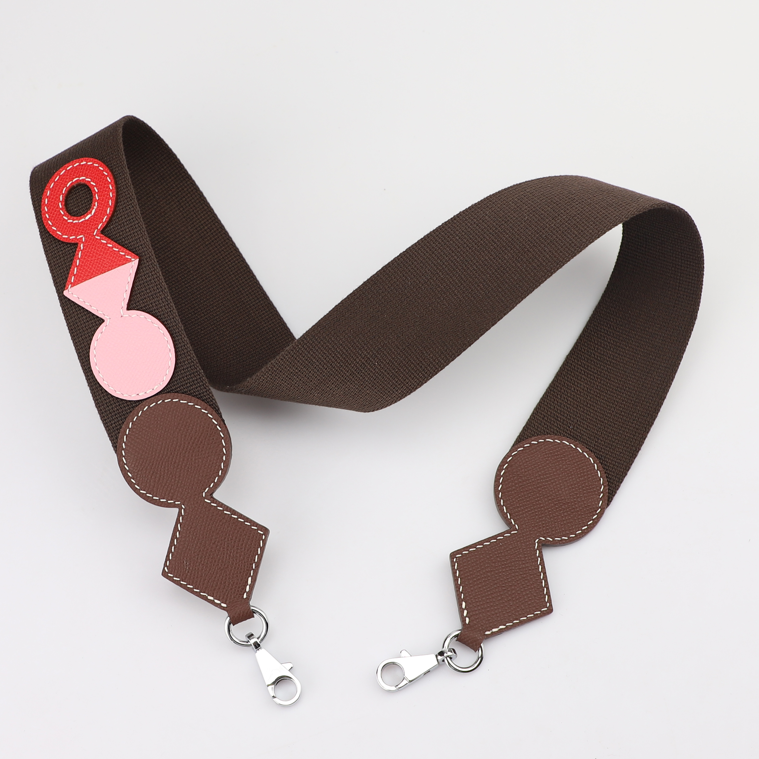 Rouge Sellier / Rouge Sellier / Mauve Sylvestre / Capucine Attelage bag strap 50mm Bag strap in Wooly canvas and Epsom with Kelly hardware