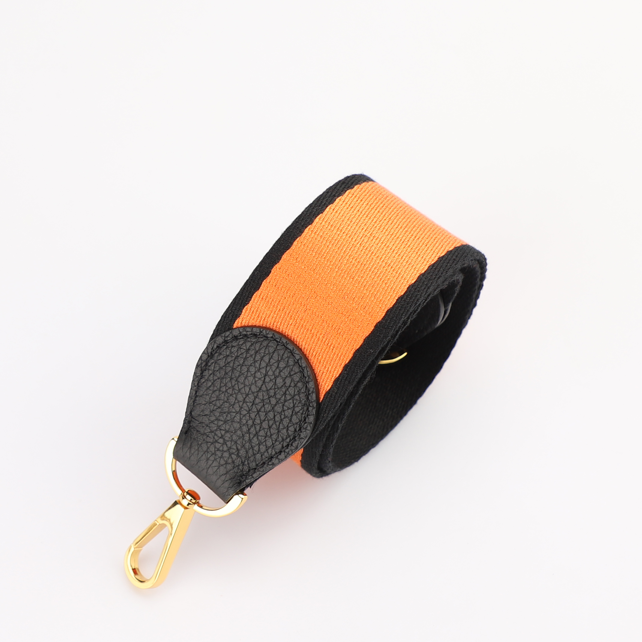 Handamde The 2" wide Black/Orange canvas and togo leather shoulder strap for brand bag,guita strap,crossbody strap