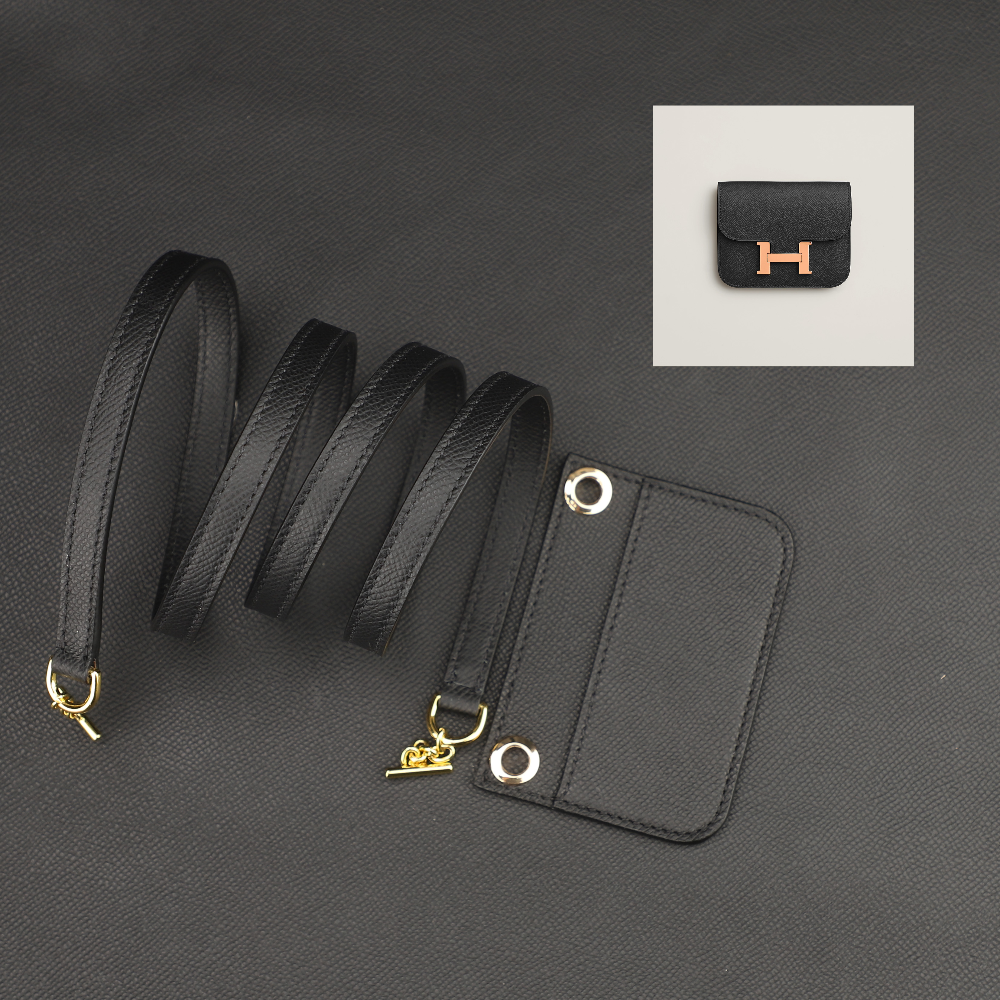 Customized The epsom leather insert and Shoulder strap for Constance Slim wallet