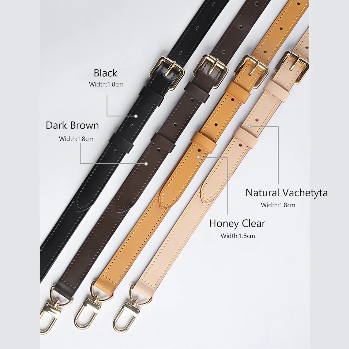 18mm Adjustable Vachetta Leather crossbody strap replacement For Handbags bags speedy Metis Alma Felicie deauville pouch neverfull