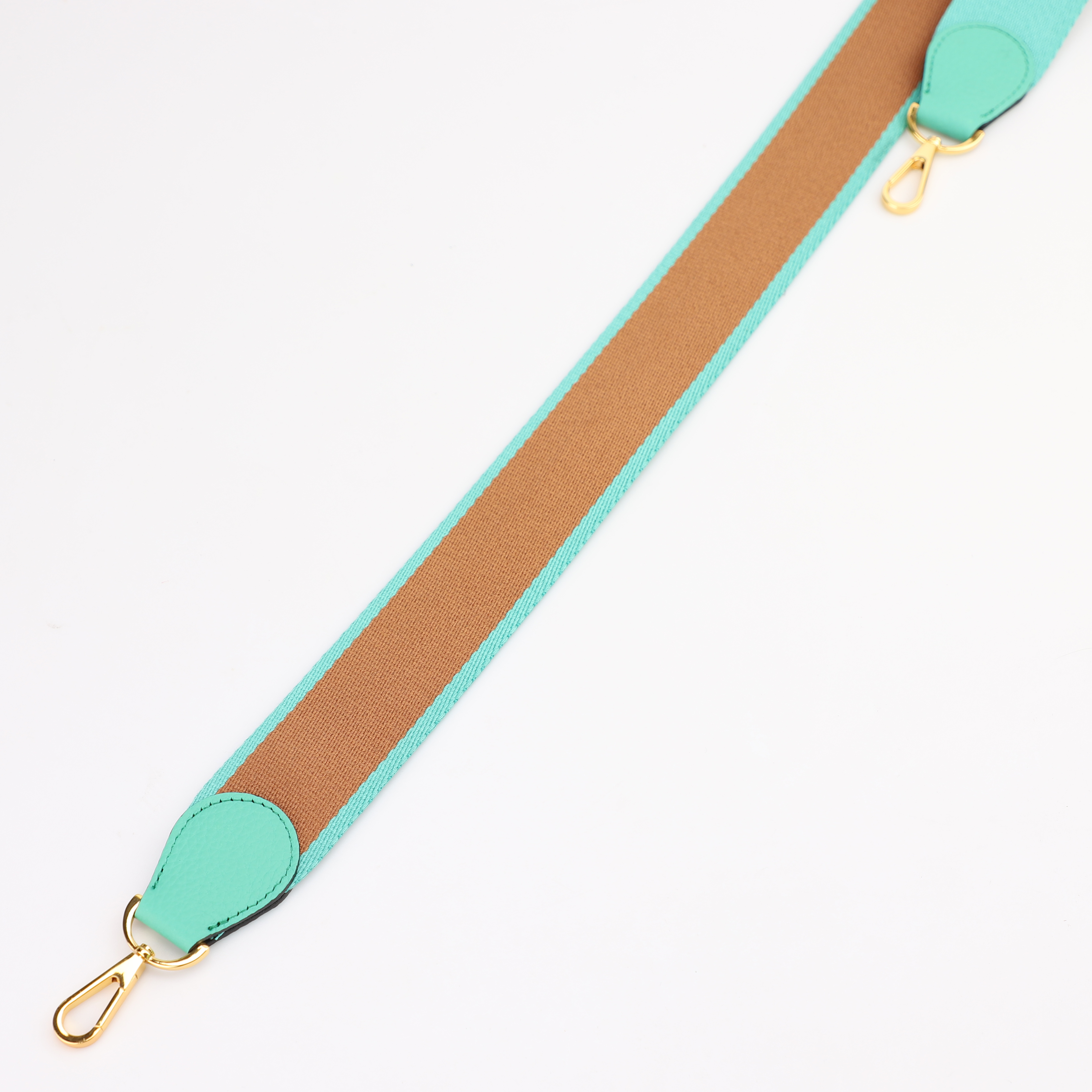 Handamde The 2" wide Gold/Lagon canvas and togo leather shoulder strap for brand bag,guita strap,crossbody strap