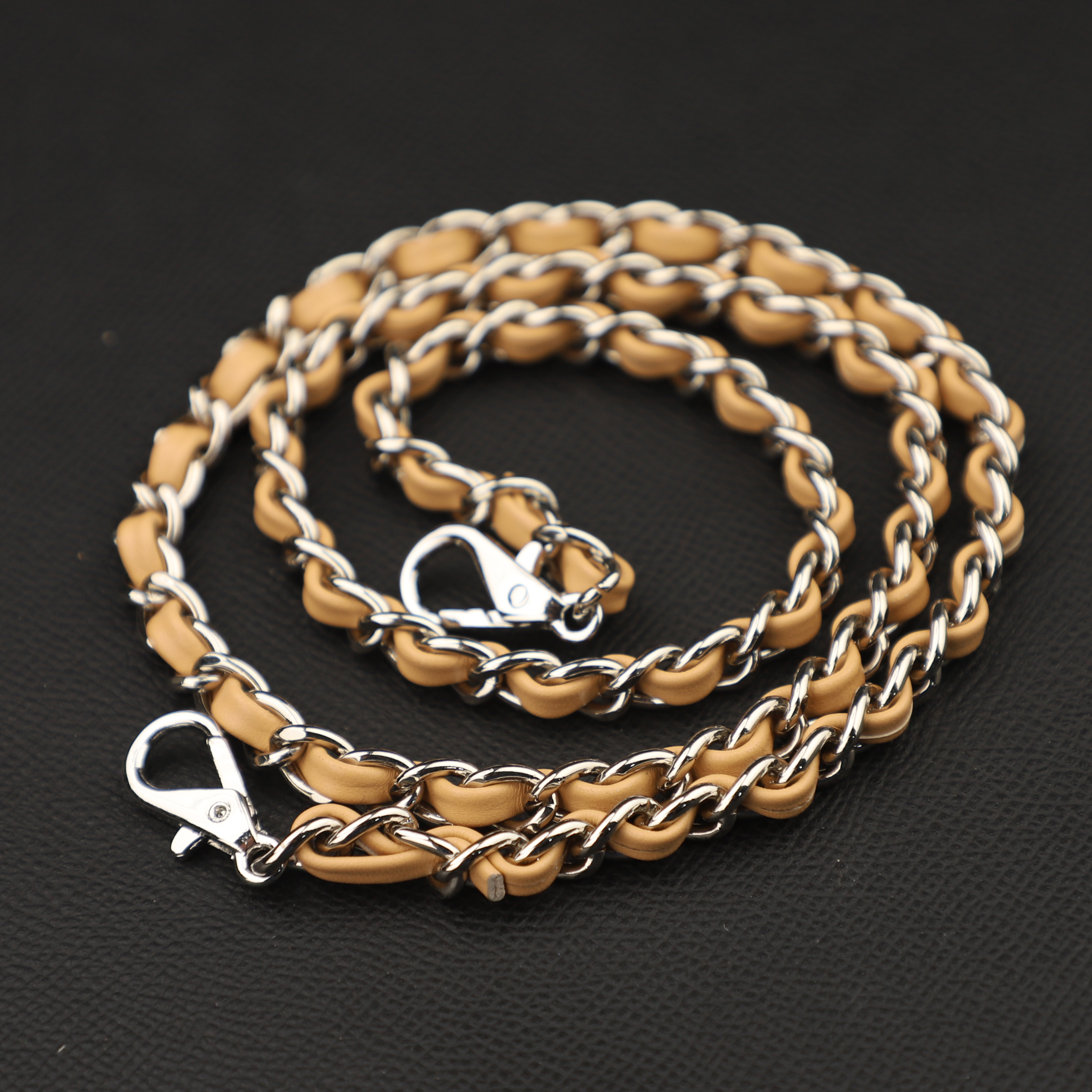 Handmade genuine swift Leather Chain Strap , Replacement Strap, Select Length, All Colours for Leather & Chain Availab