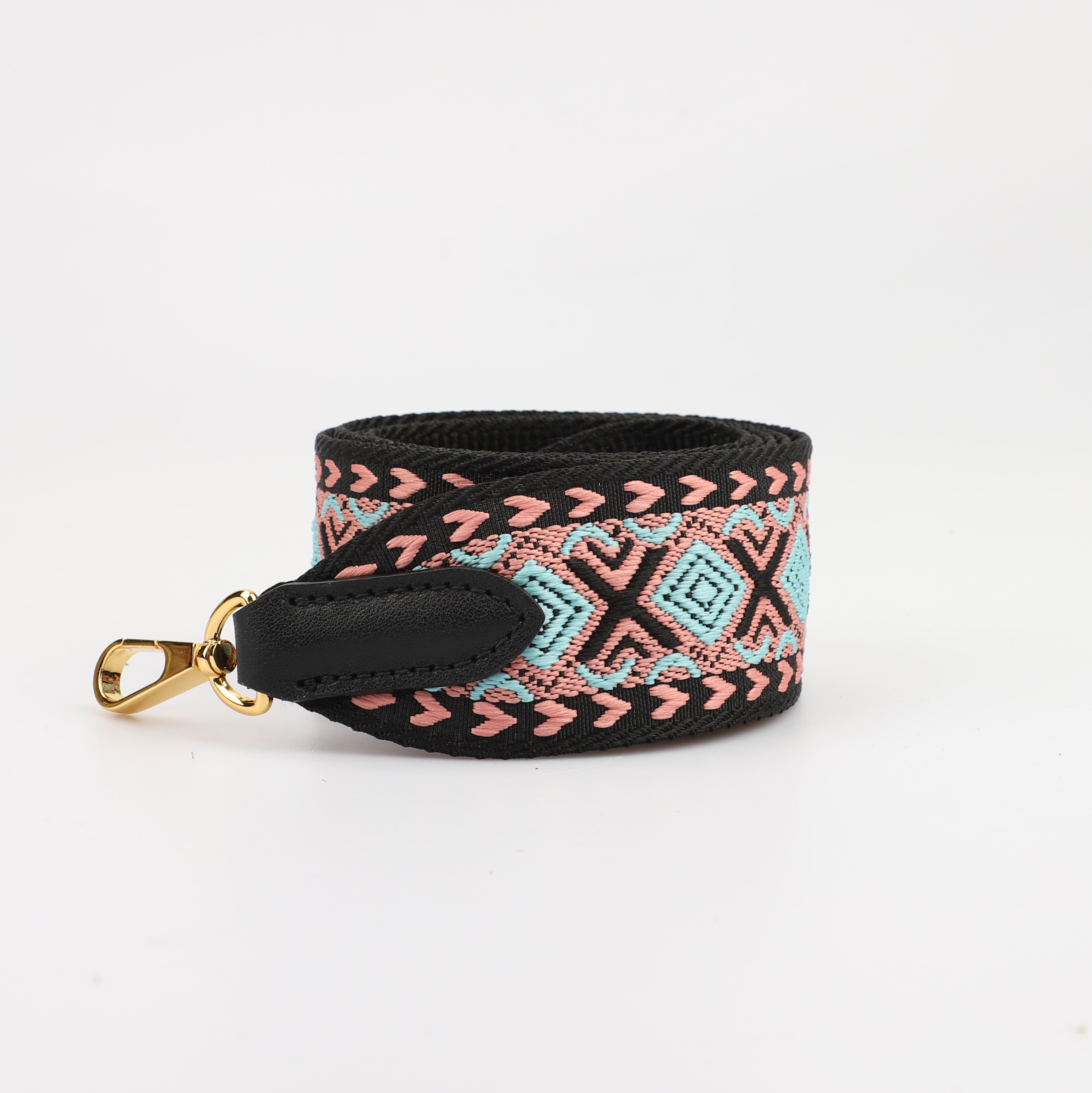 2 "Wide Pink, White and Black jacquard webbing shoulder strap