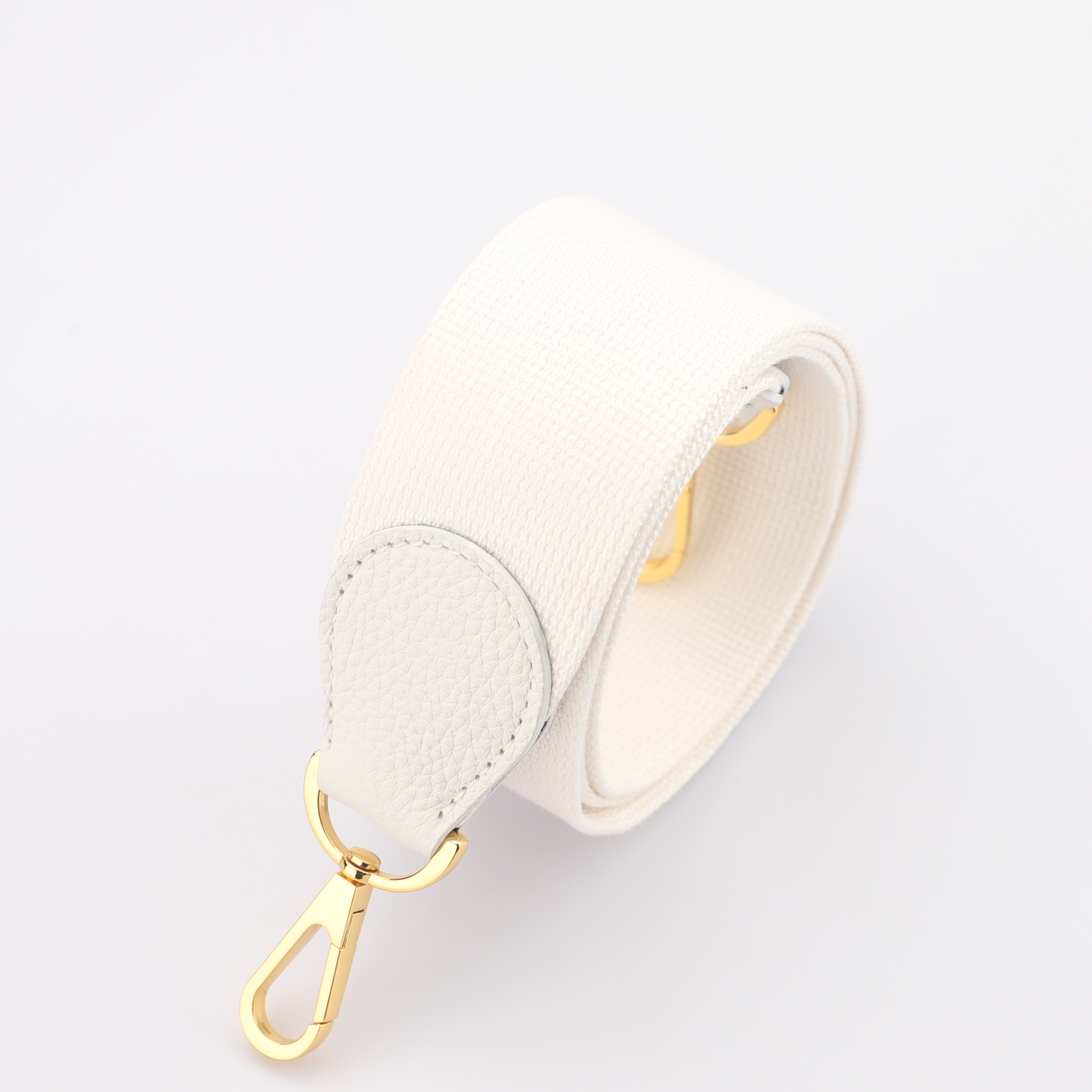 2" White Canvas and Togo Leather shoulder bag strap,Crossbody bag strap,Guitar Strap for Kelly bags and Bolide bags