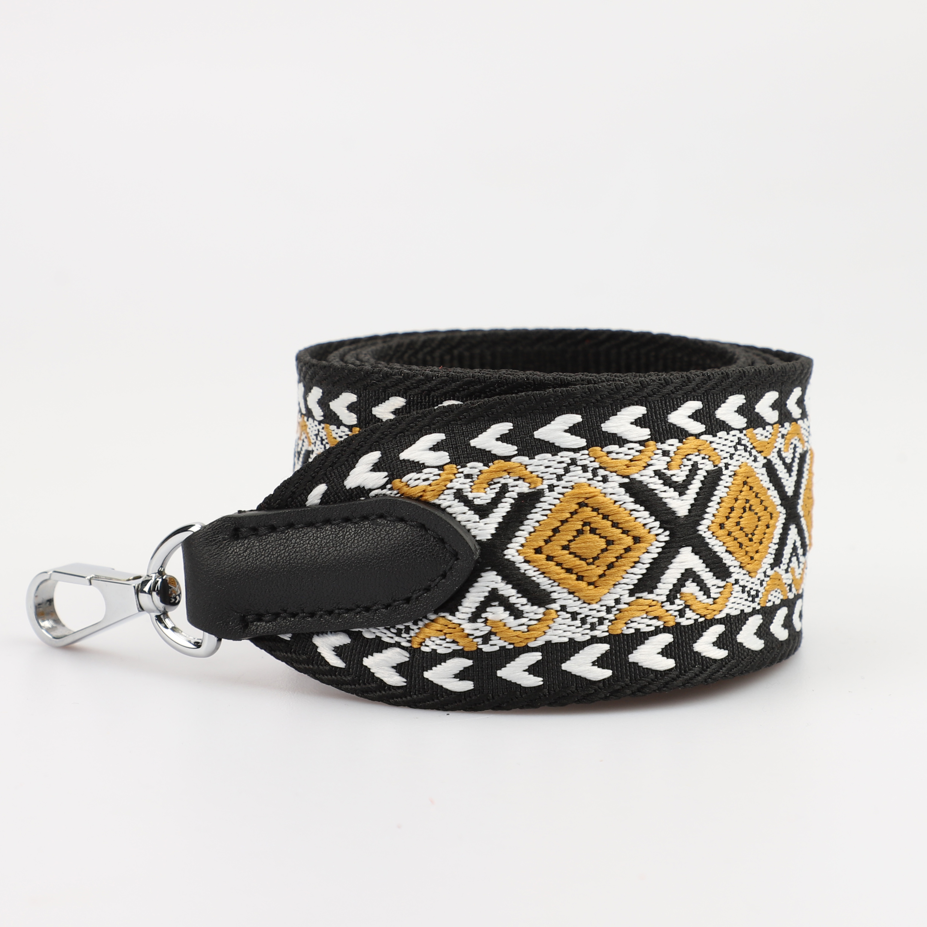 2‘’ Wide gold-black with jacquard webbing shoulder bag strap