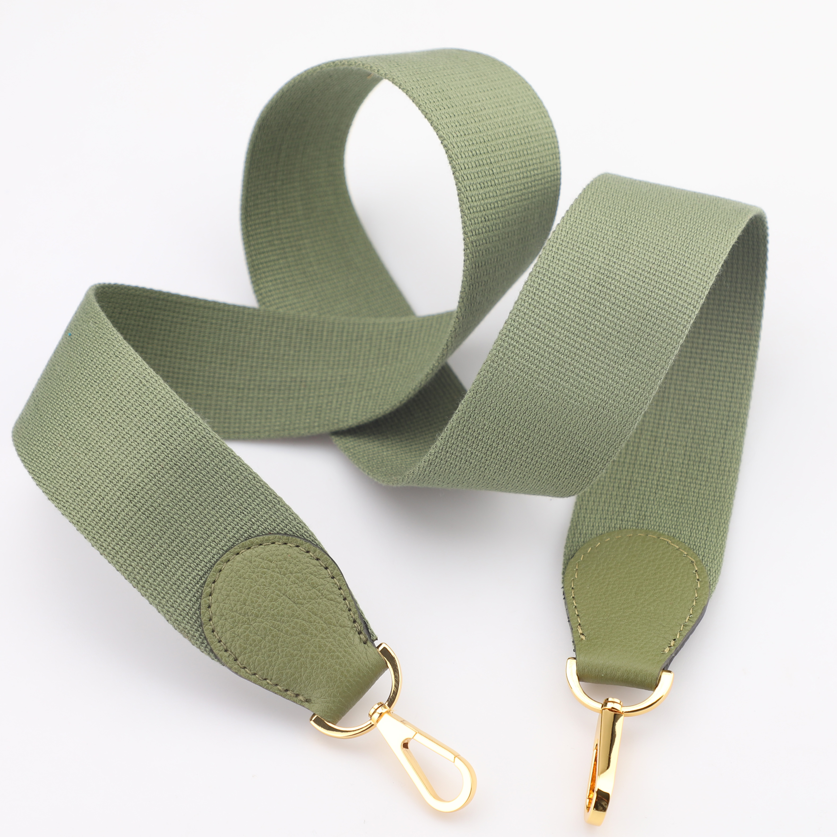 2" Olive Canvas and Togo Leather shoulder bag strap,Crossbody bag strap,Guitar Strap for Kelly bags and Bolide bags
