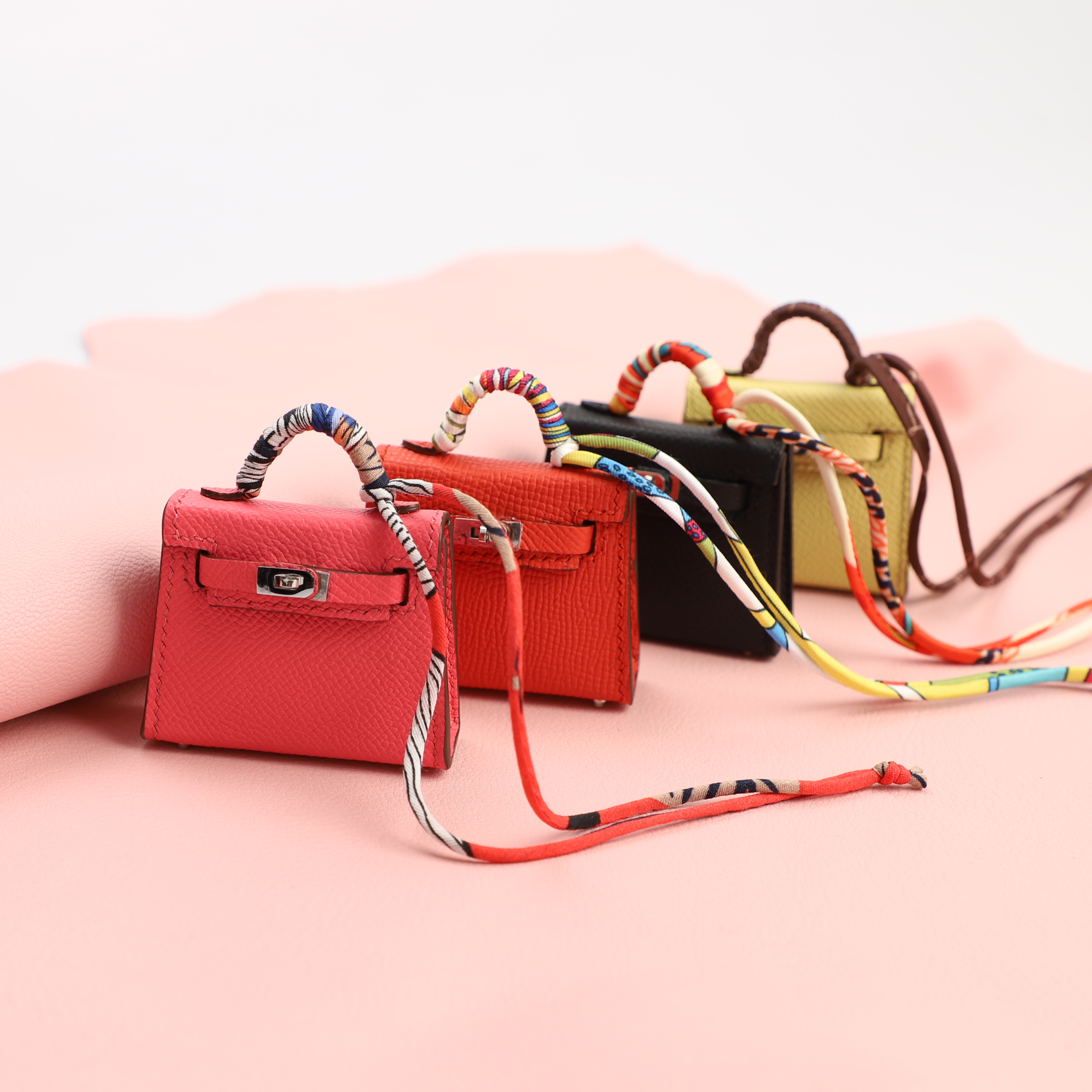 Handmade The Mini kelly bag charm,Black epsom leather micro kelly bag charm