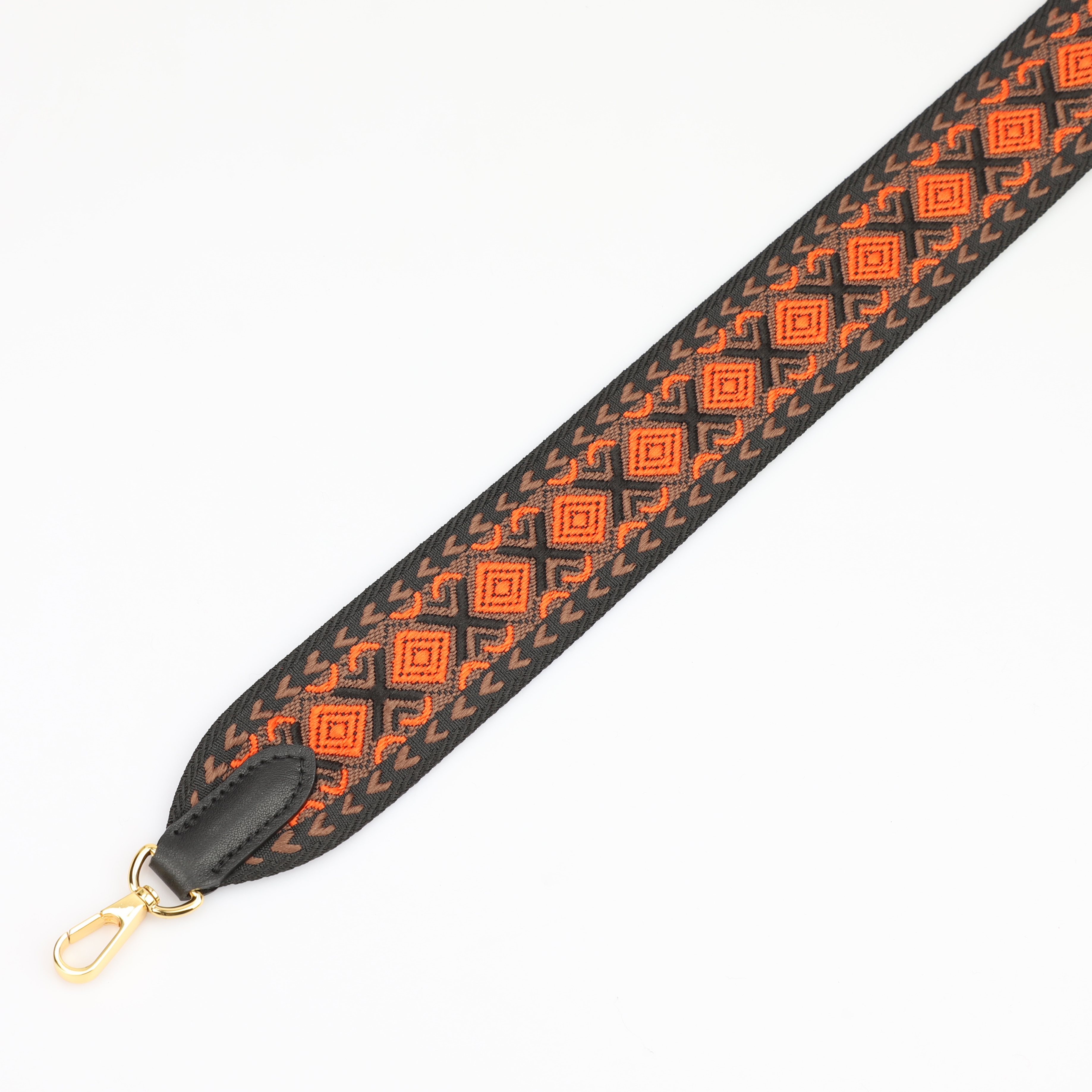 2 "Wide Orange, Brown and Black jacquard webbing shoulder strap