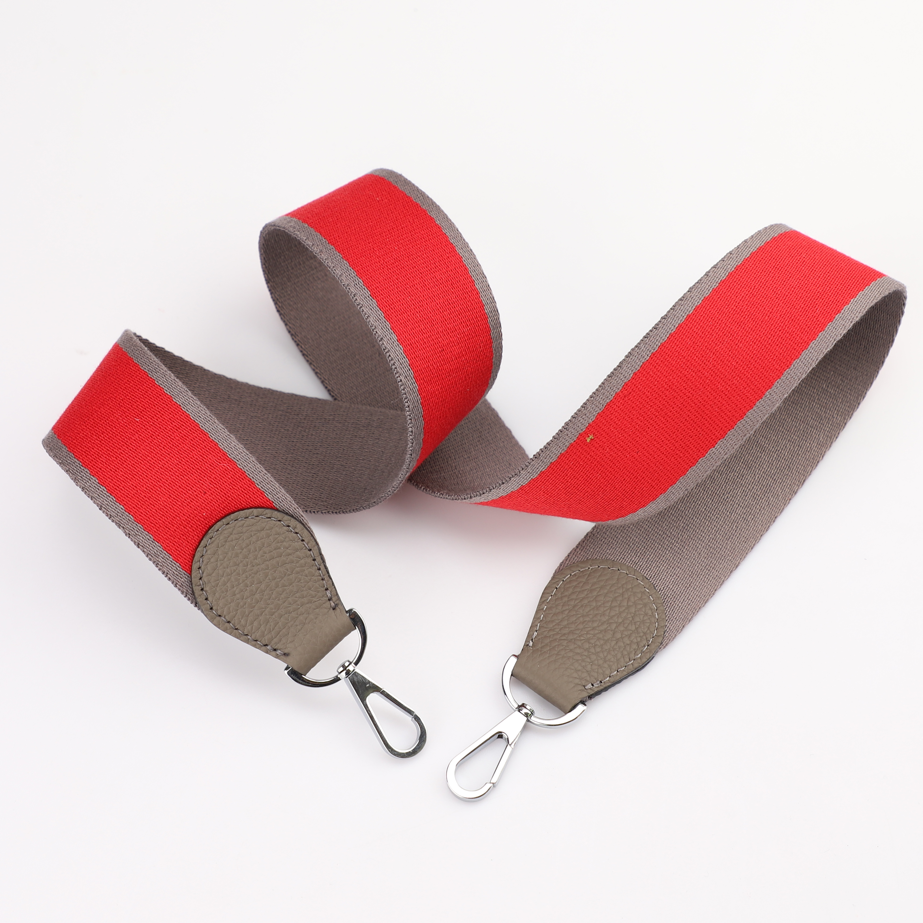 Handamde The 2" wide Etoupe/Rouge Coeur canvas and togo leather shoulder strap for brand bag,guita strap,crossbody strap