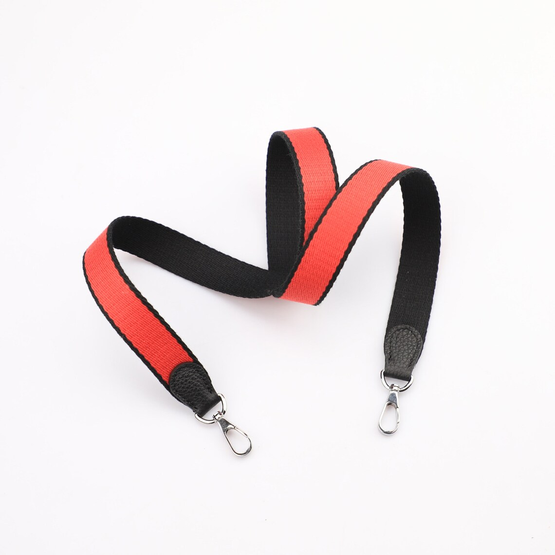 1" Wide Bi-Color Black/Red Canvas and Togo Leather shoulder strap for Evelyne TPM