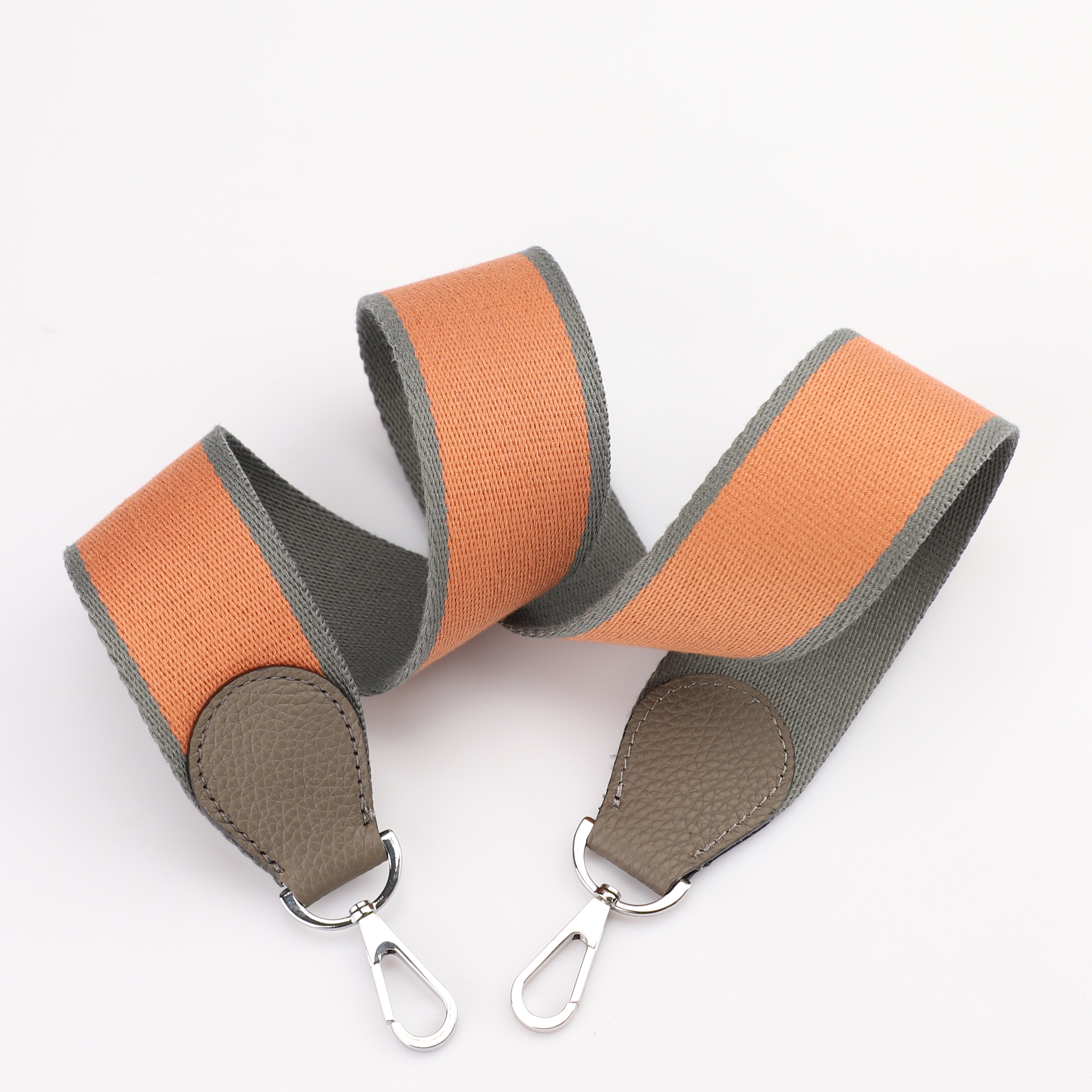 Handamde The 2" wide Gris Meyue/Orange Coeur canvas and togo leather shoulder strap for brand bag,guita strap,crossbody strap