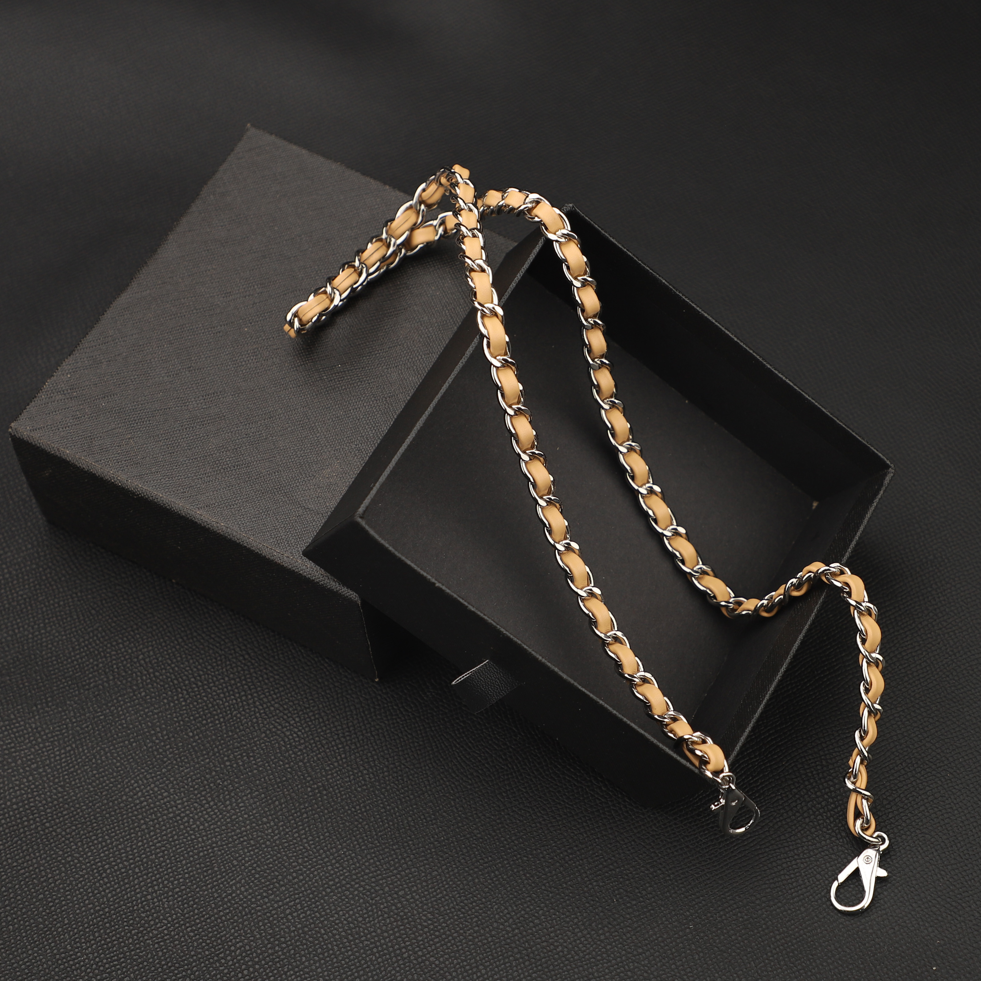 Handmade genuine swift Leather Chain Strap , Replacement Strap, Select Length, All Colours for Leather & Chain Availab