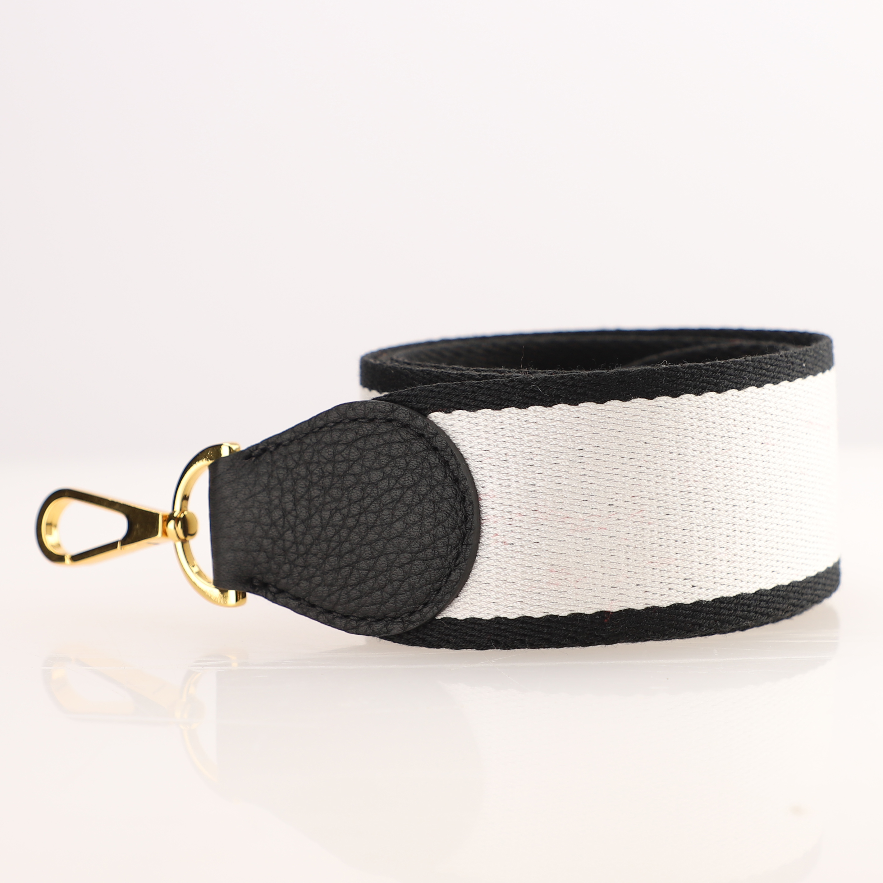 Handamde The 2" wide Black/White canvas and togo leather shoulder strap for brand bag,guita strap,crossbody strap