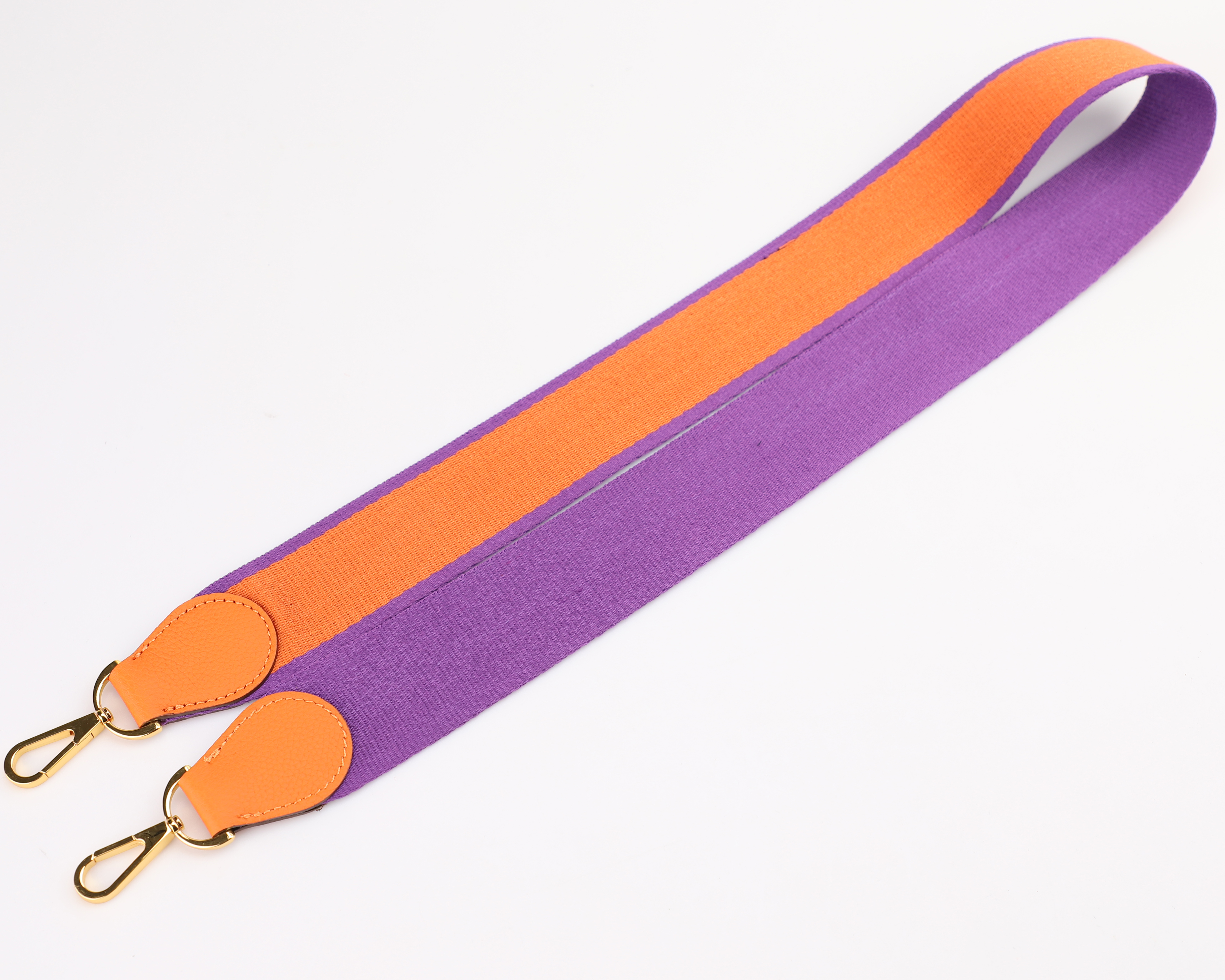 Handamde The 2" wide Purple/Orange canvas and togo leather shoulder strap for brand bag,guita strap,crossbody strap