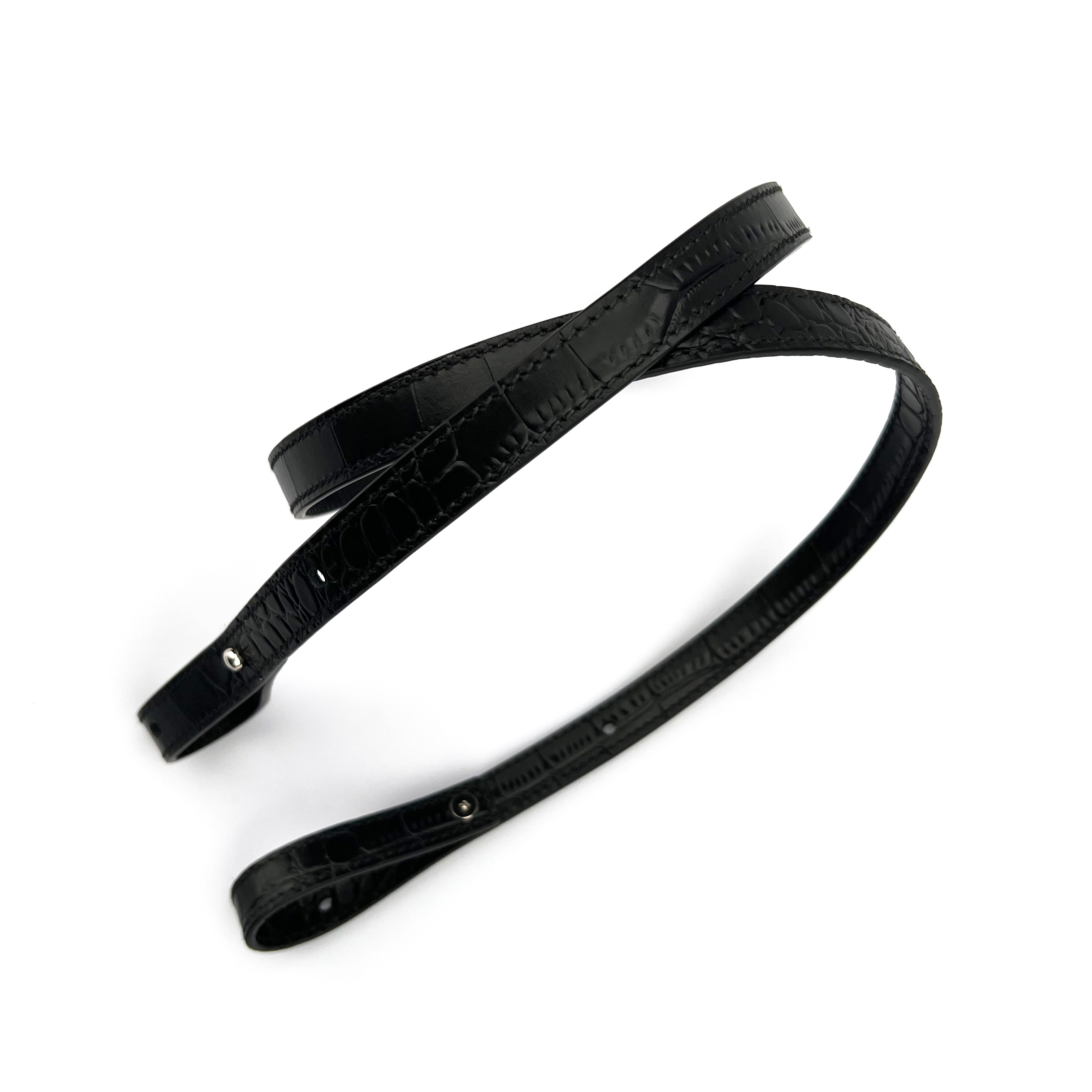 Black crocodile Embossing leather shoulder strap for Picotin bag/Lindy bag