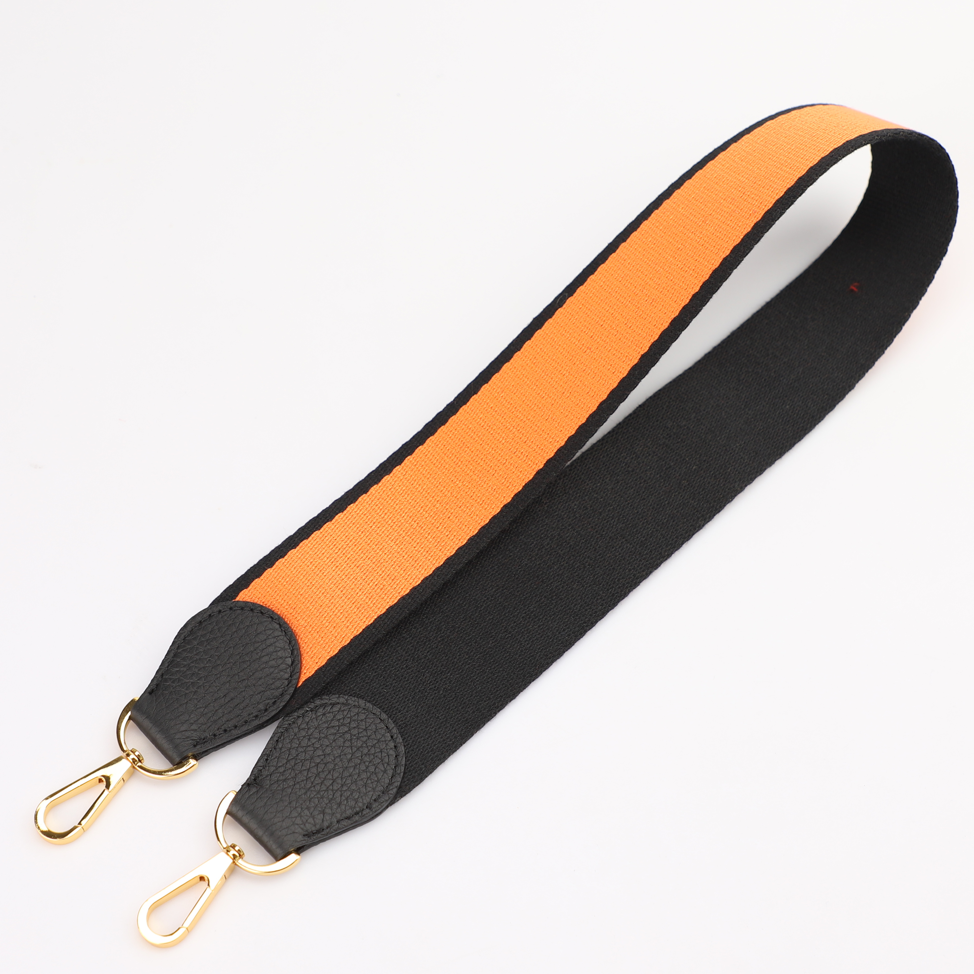 Handamde The 2" wide Black/Orange canvas and togo leather shoulder strap for brand bag,guita strap,crossbody strap