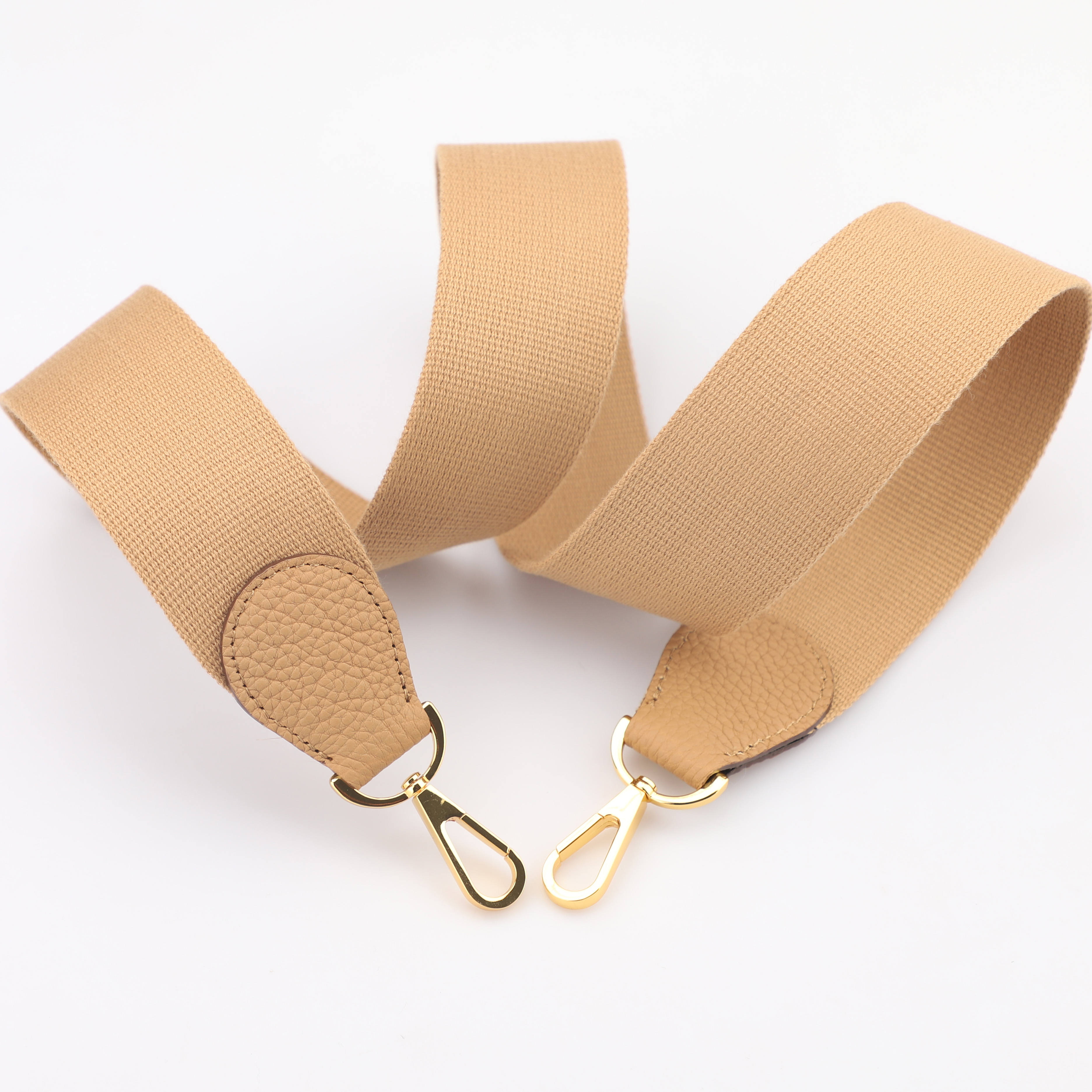 2"  Tabac camel Canvas and Togo Leather shoulder bag strap,Crossbody bag strap,Guitar Strap for Kelly bags and Bolide bags