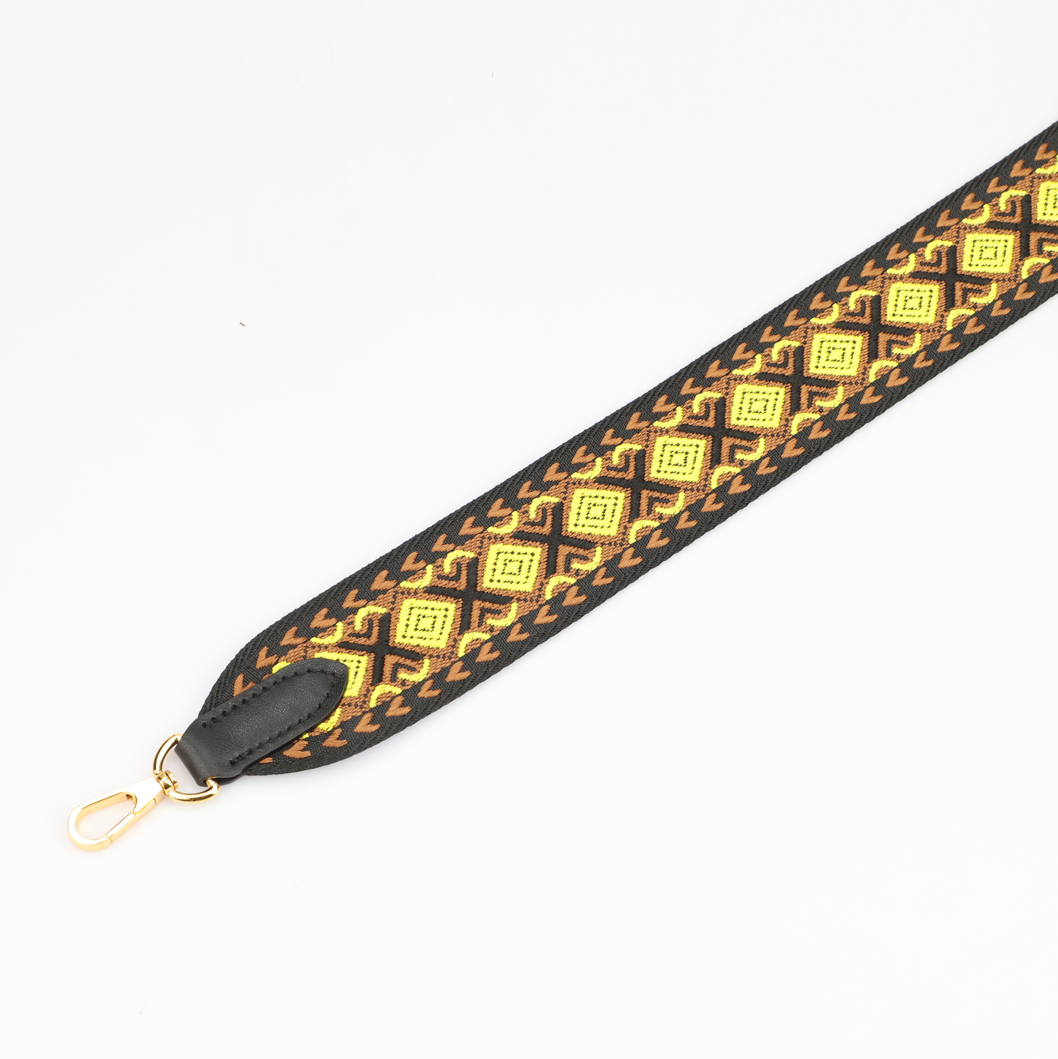 2‘’ Wide Black and gold with jacquard webbing shoulder bag strap