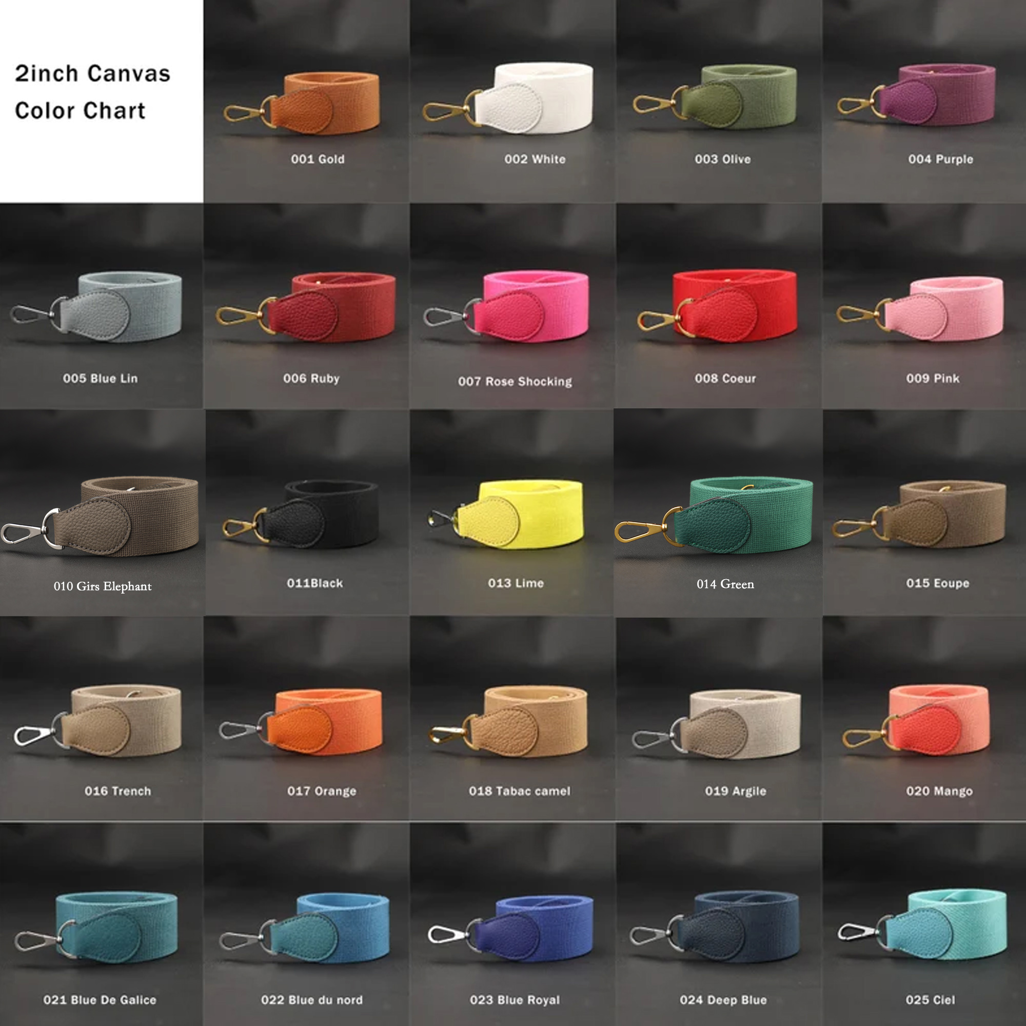 2" Argile Canvas and Togo Leather shoulder bag strap,Crossbody bag strap,Guitar Strap for Kelly bags and Bolide bags