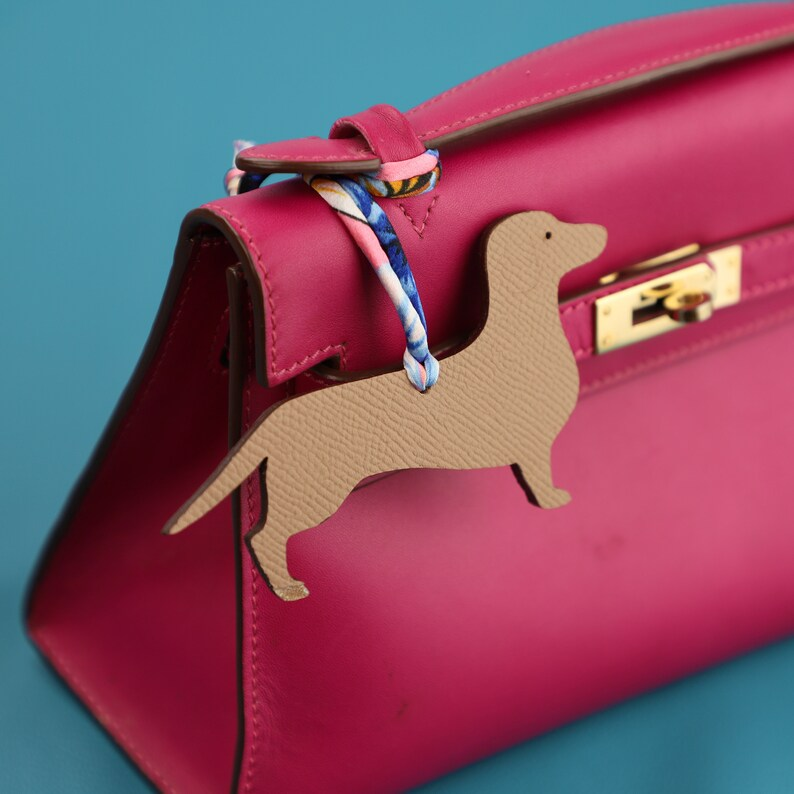  Handmade The Togo leather and Epsom Leather Phtit H Dachshund charm,Leather bag charm,Best leather charm for Brand bag