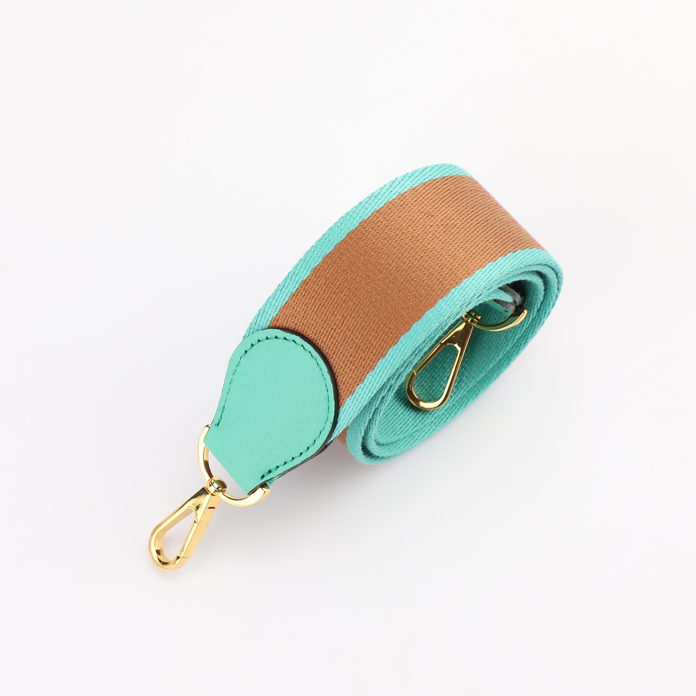 Handamde The 2" wide Gold/Lagon canvas and togo leather shoulder strap for brand bag,guita strap,crossbody strap