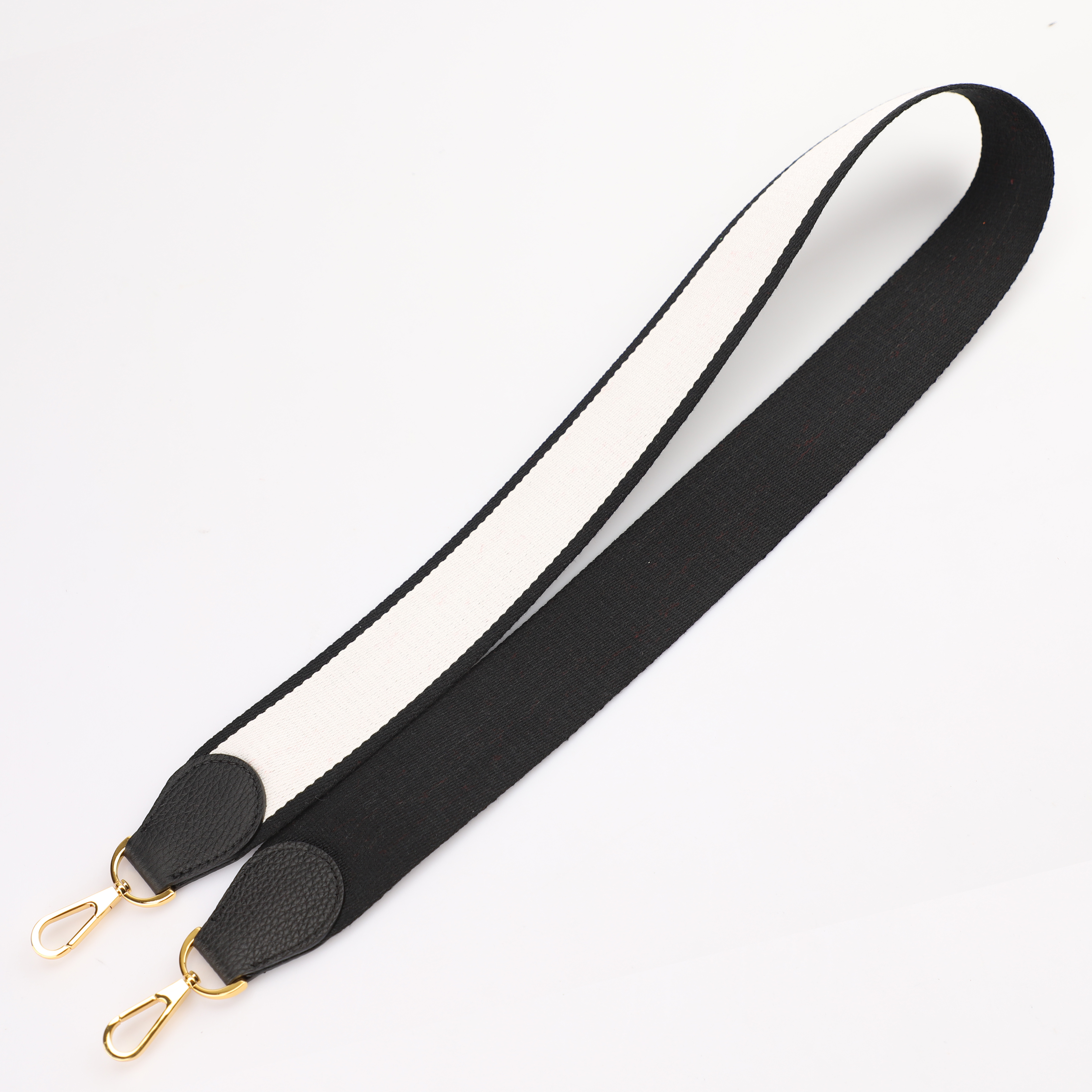 Handamde The 2" wide Black/White canvas and togo leather shoulder strap for brand bag,guita strap,crossbody strap