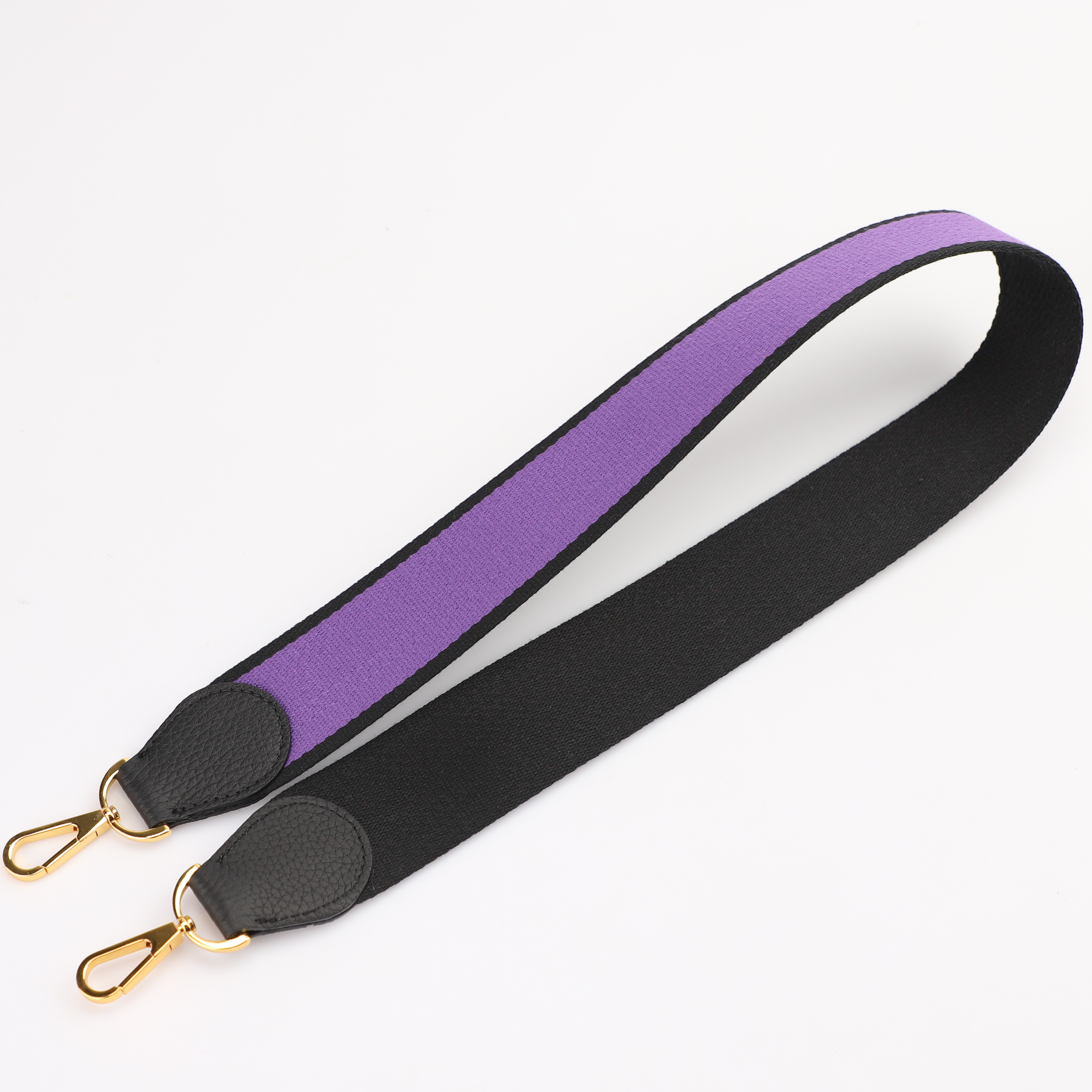 Handamde The 2" wide Purple/Black canvas and togo leather shoulder strap for brand bag,guita strap,crossbody strap