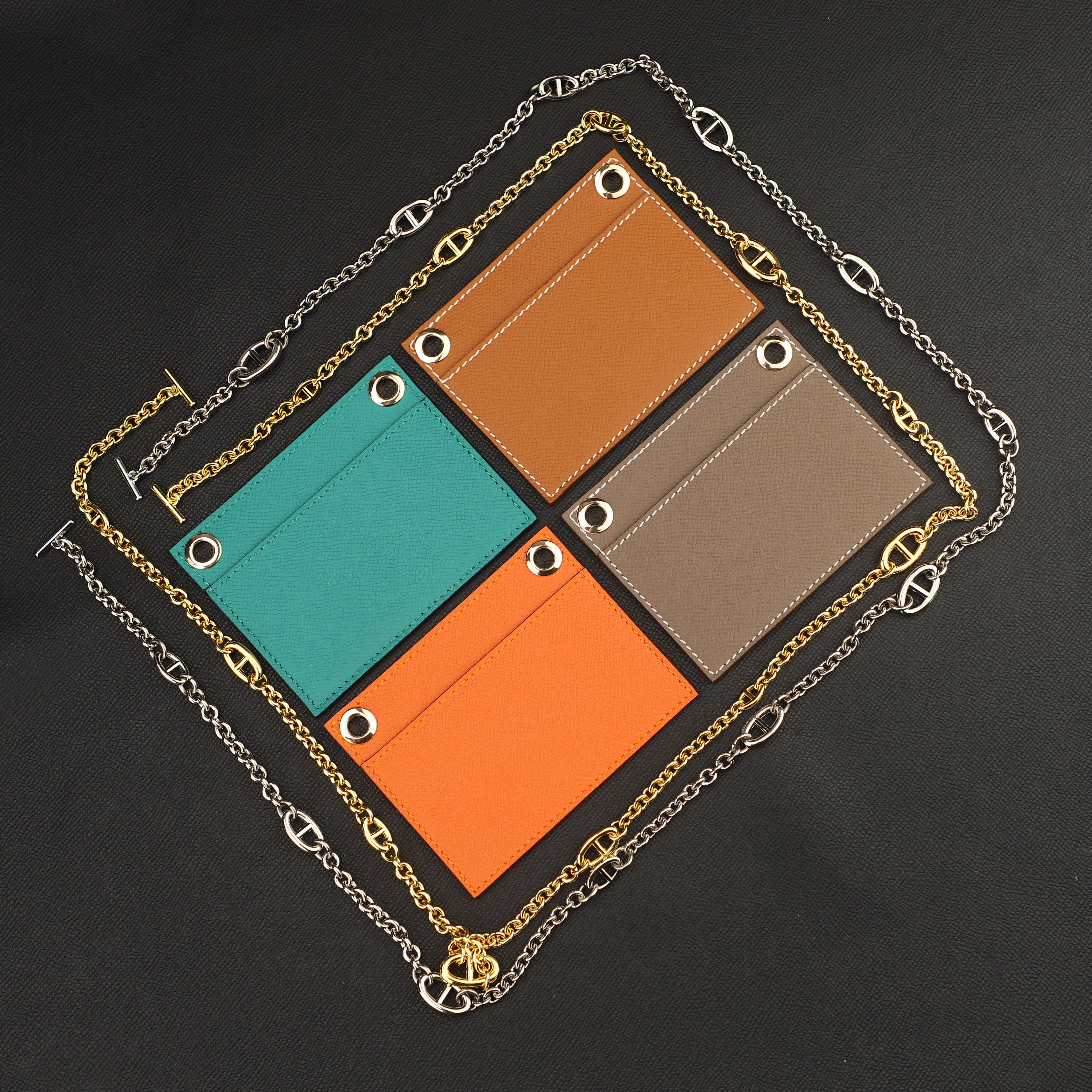 Design Insert Card And Chain Strap For Constance compact Wallet,The Epsome Leather shoulder strap for Constance compact Wallet