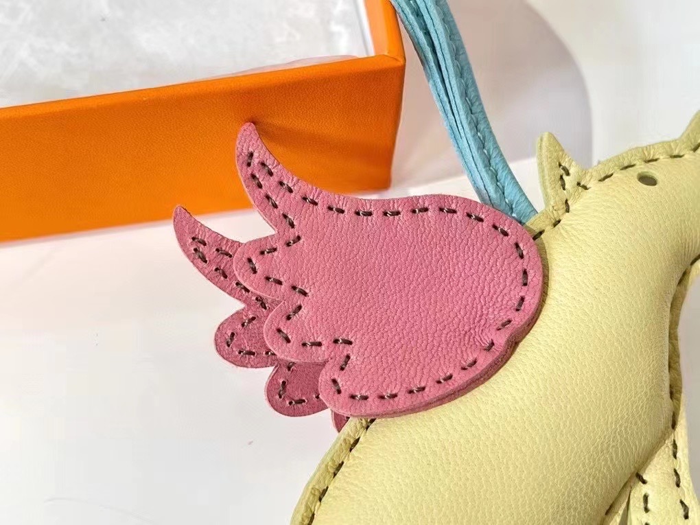 Handmade The Swift Leather Flying Pig bag charm,Black Swift leather Flying Pig kelly bag charm