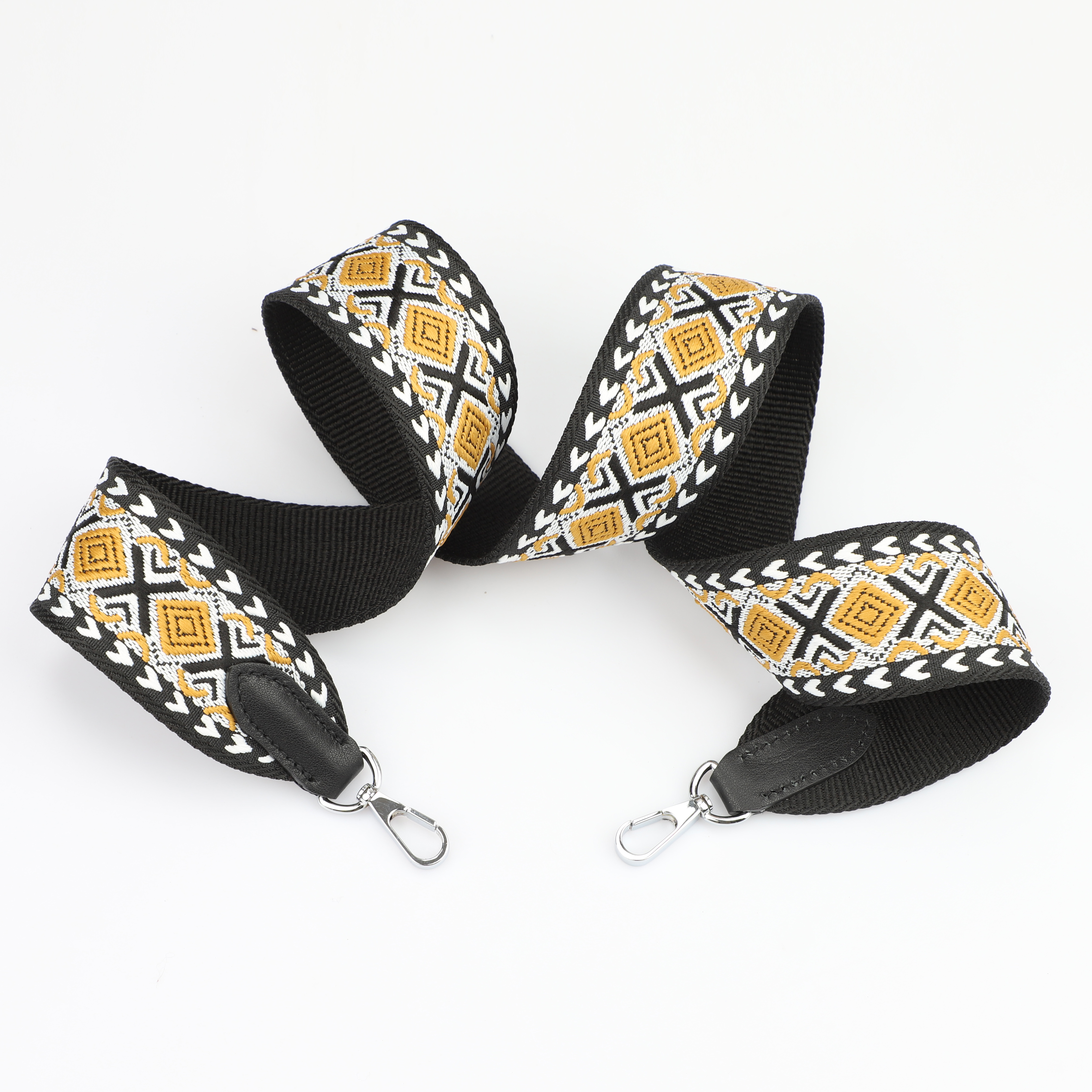 2‘’ Wide gold-black with jacquard webbing shoulder bag strap