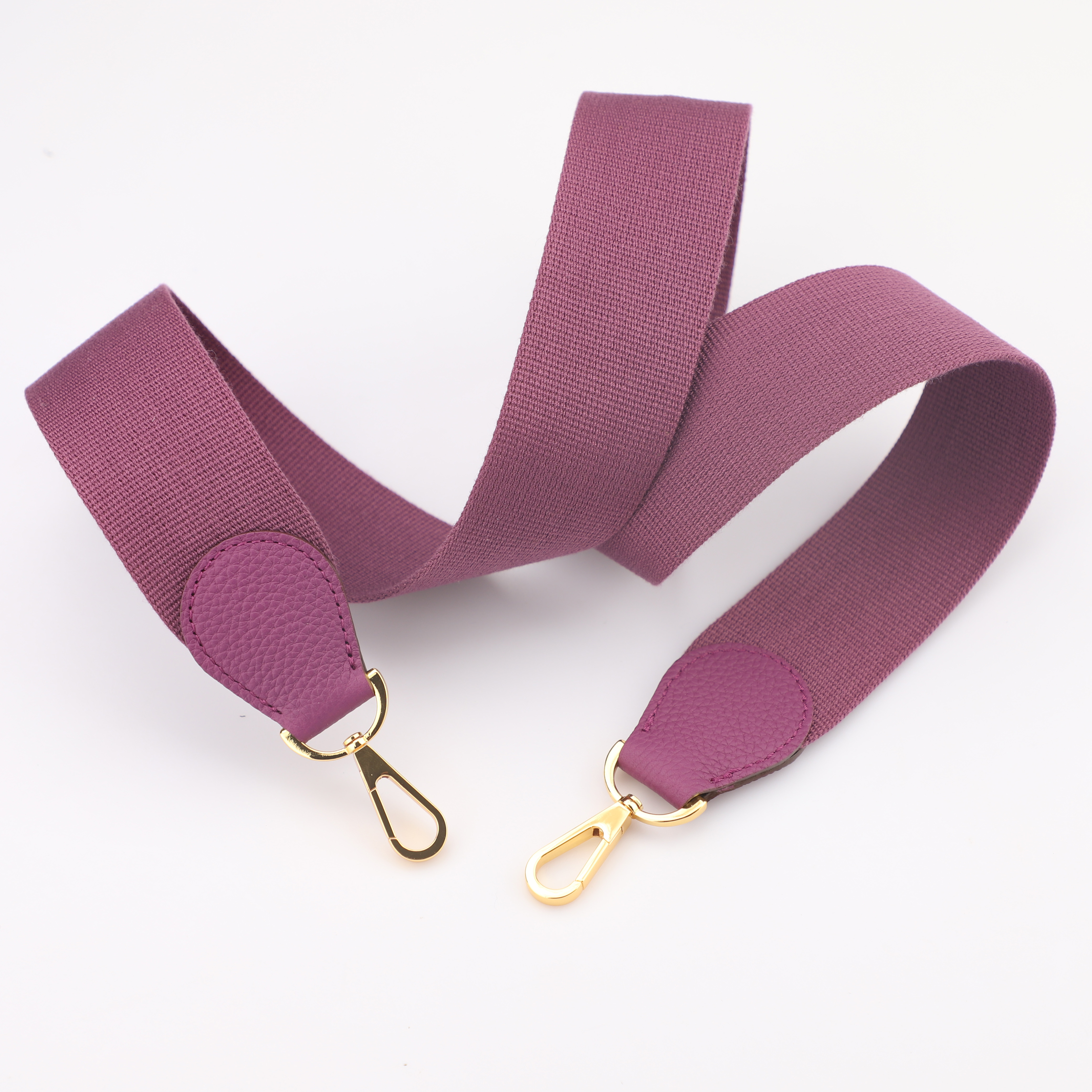 2"  Purple Canvas and Togo Leather shoulder bag strap,Crossbody bag strap,Guitar Strap for Kelly bags and Bolide bags
