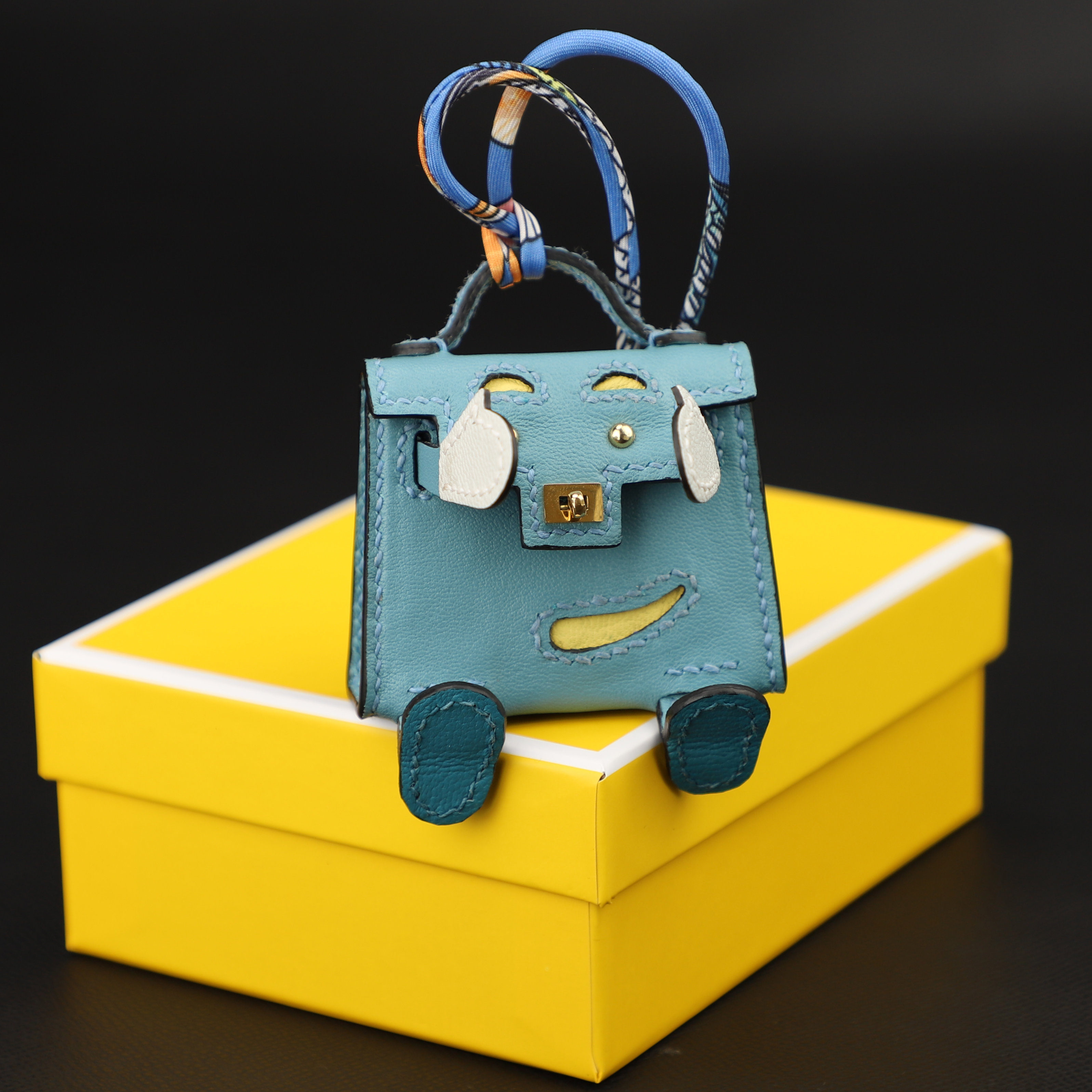 Handmade and Custom The Kelly Dole Bag Charm Tadelakt with Chevre Mysore Accessory