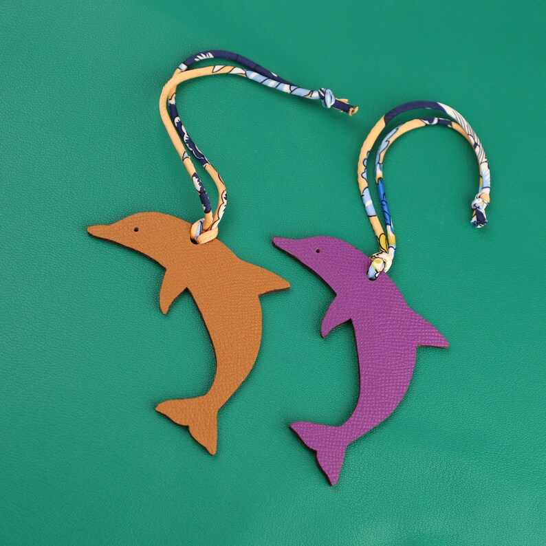 Handmade The Togo leather and Epsom Leather Phtit H Dolphin Bag Charm,Leather bag charm,Best leather charm for Brand bag