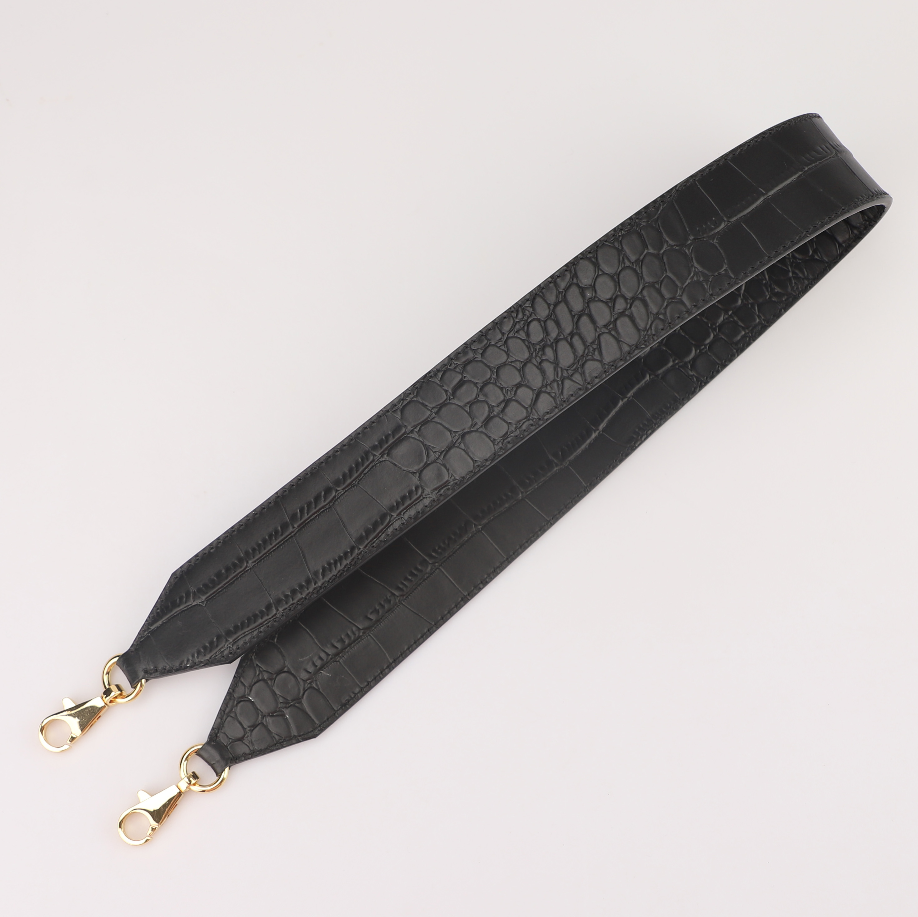 40mm Width Black Crocodile embossing Leather Kelly Bag Shoulder Strap,Crossbody Strap For Kelly Bag,Shoulder Strap For Bolide Bag
