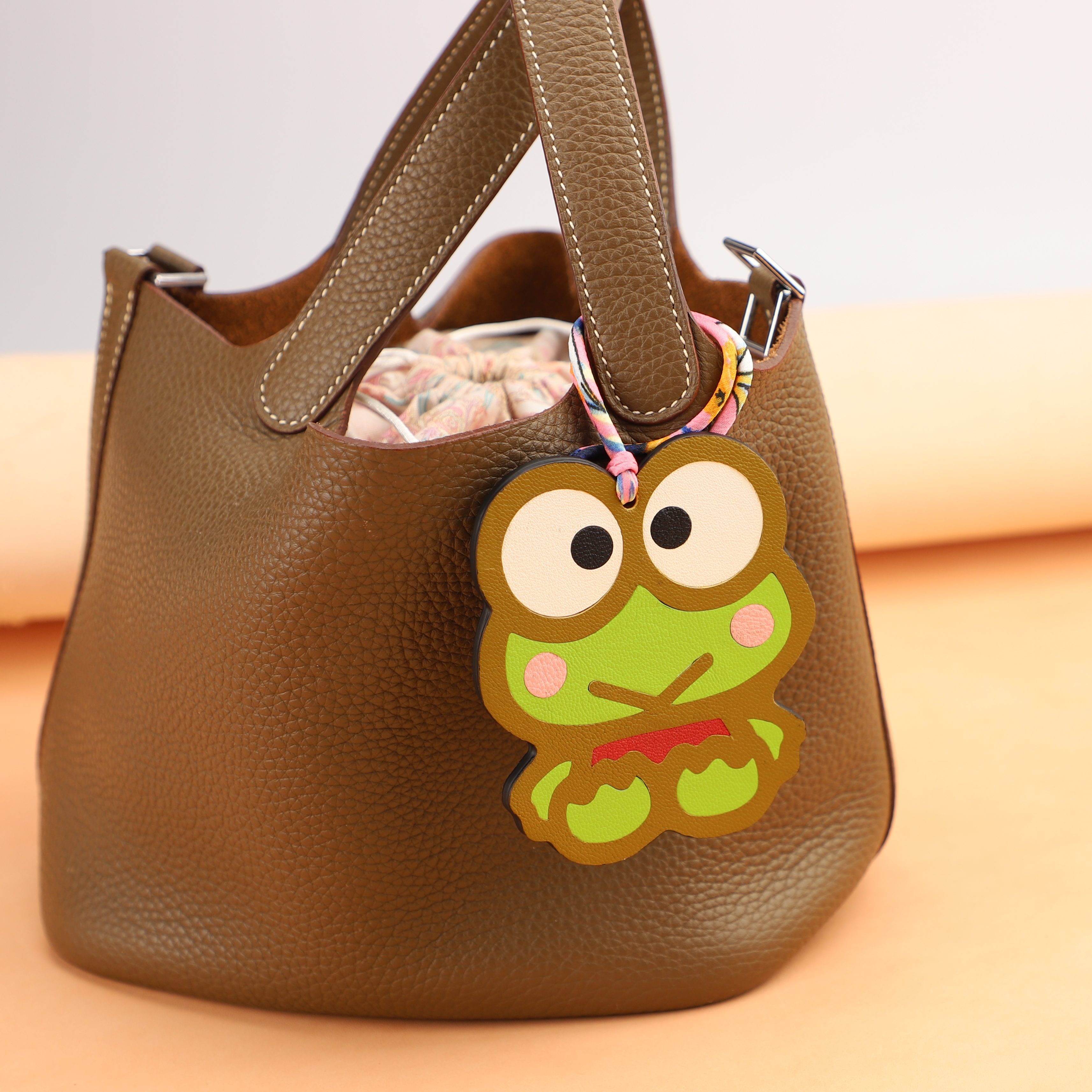 Handmade Chevre Gyzore Goatskin Big-eyed frog Bag Charm, Big-eyed frog charm