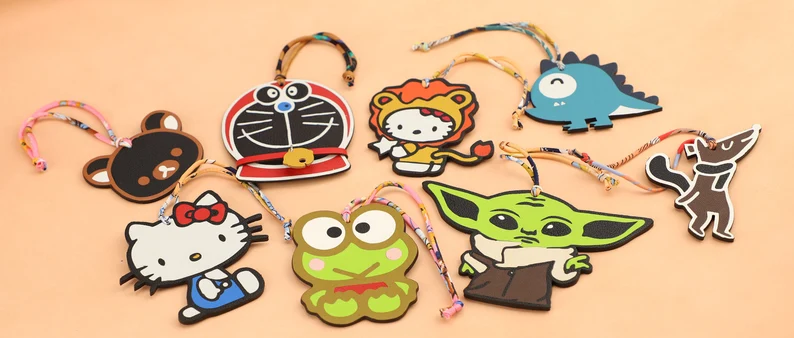 Handmade doraemon Leather bag charm,bag charm handmade and hand stitching production,Chevre myzore bag charm