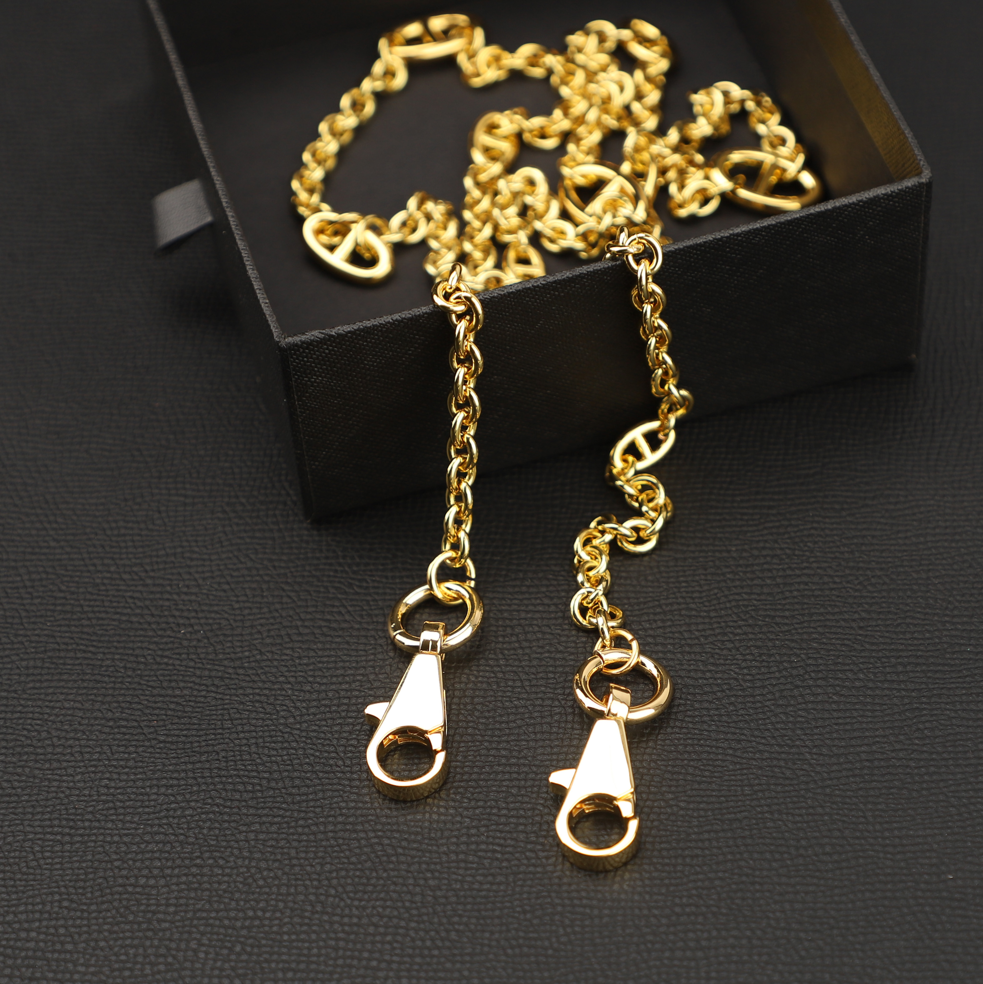 Chain Long Shoulder Strap Sterling Silver and Gold color with Kelly Clasps For Brand Bag